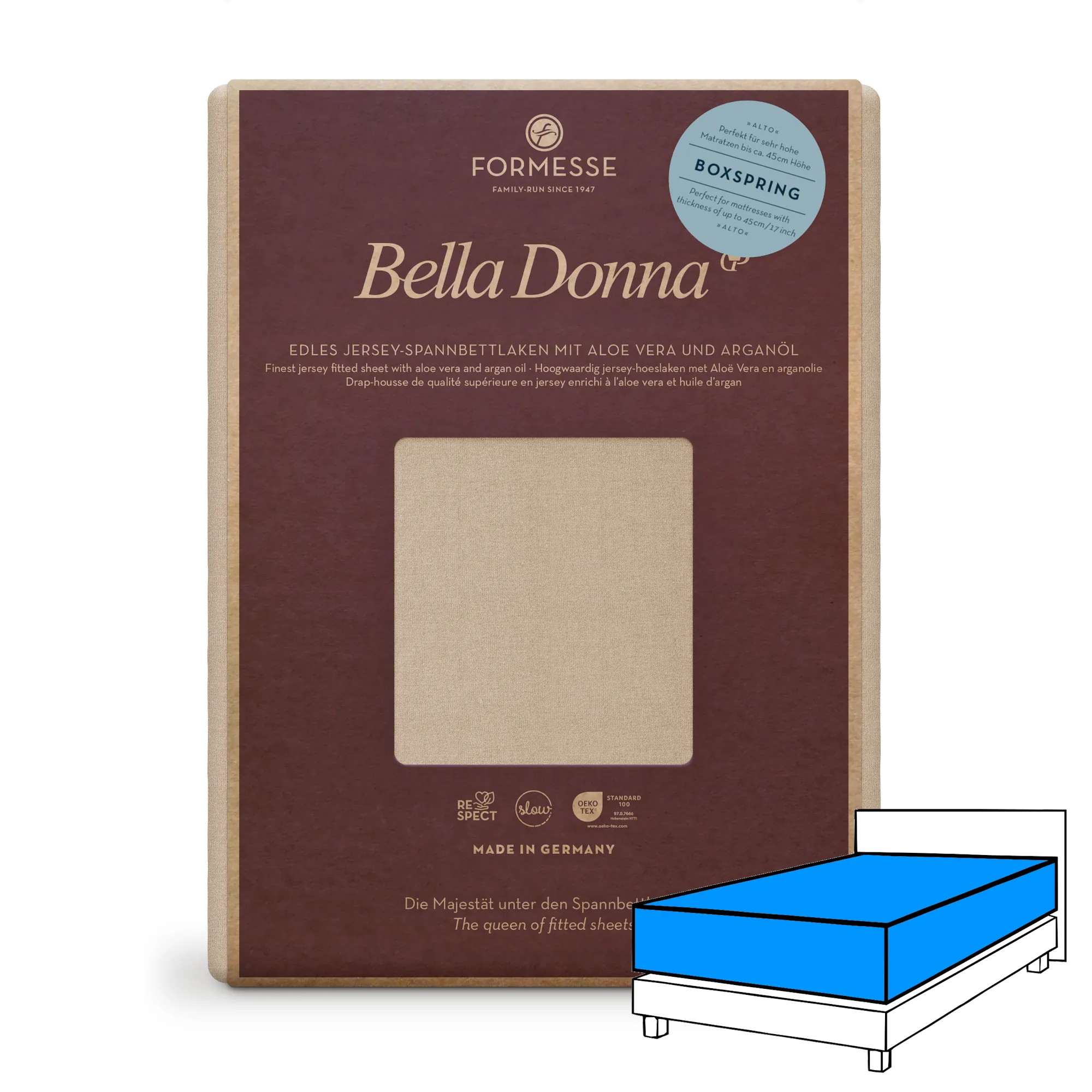 Bella Donna ALTO Boxspringbett Spannbettlaken Jersey Champignon