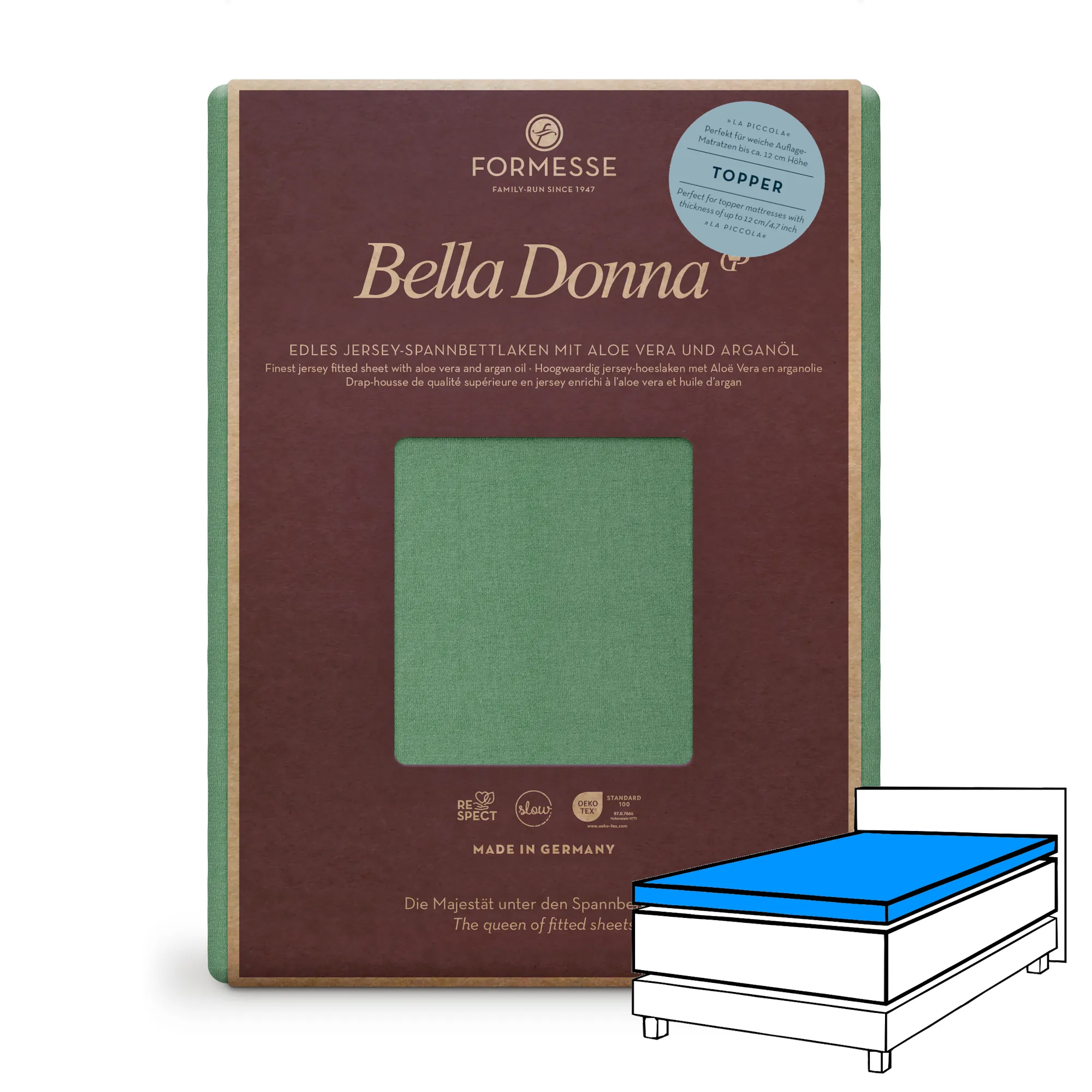 Bella Donna LA PICCOLA Topper Spannbettlaken Jersey Olive