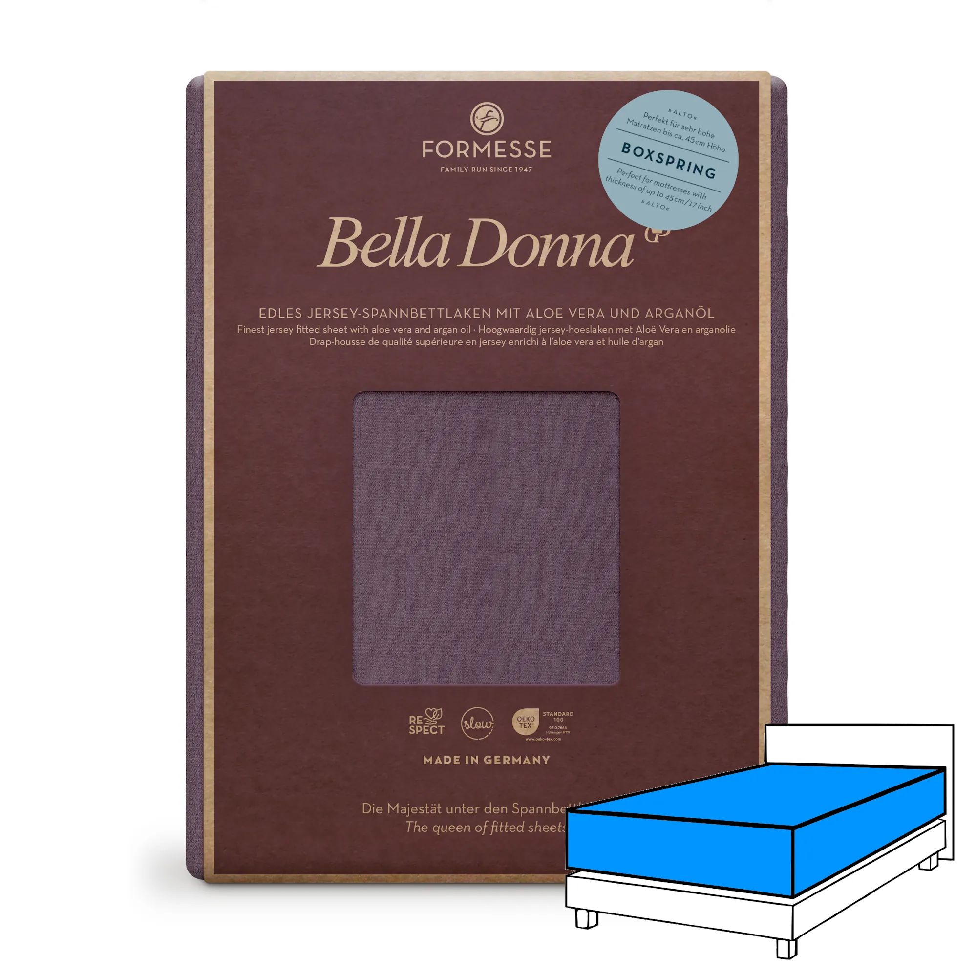 Bella Donna ALTO Boxspringbett Spannbettlaken Jersey Violett