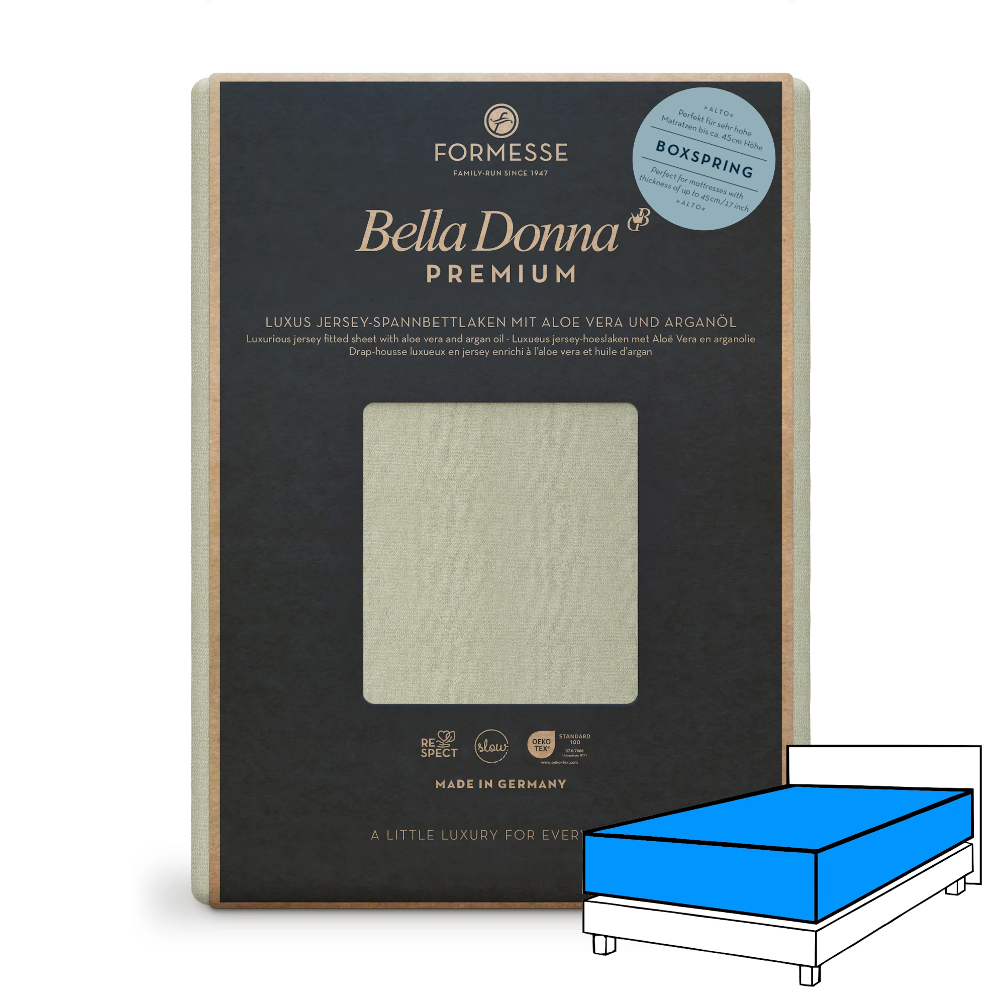 Bella Donna PREMIUM ALTO Spannbettlaken Jersey Graugrün