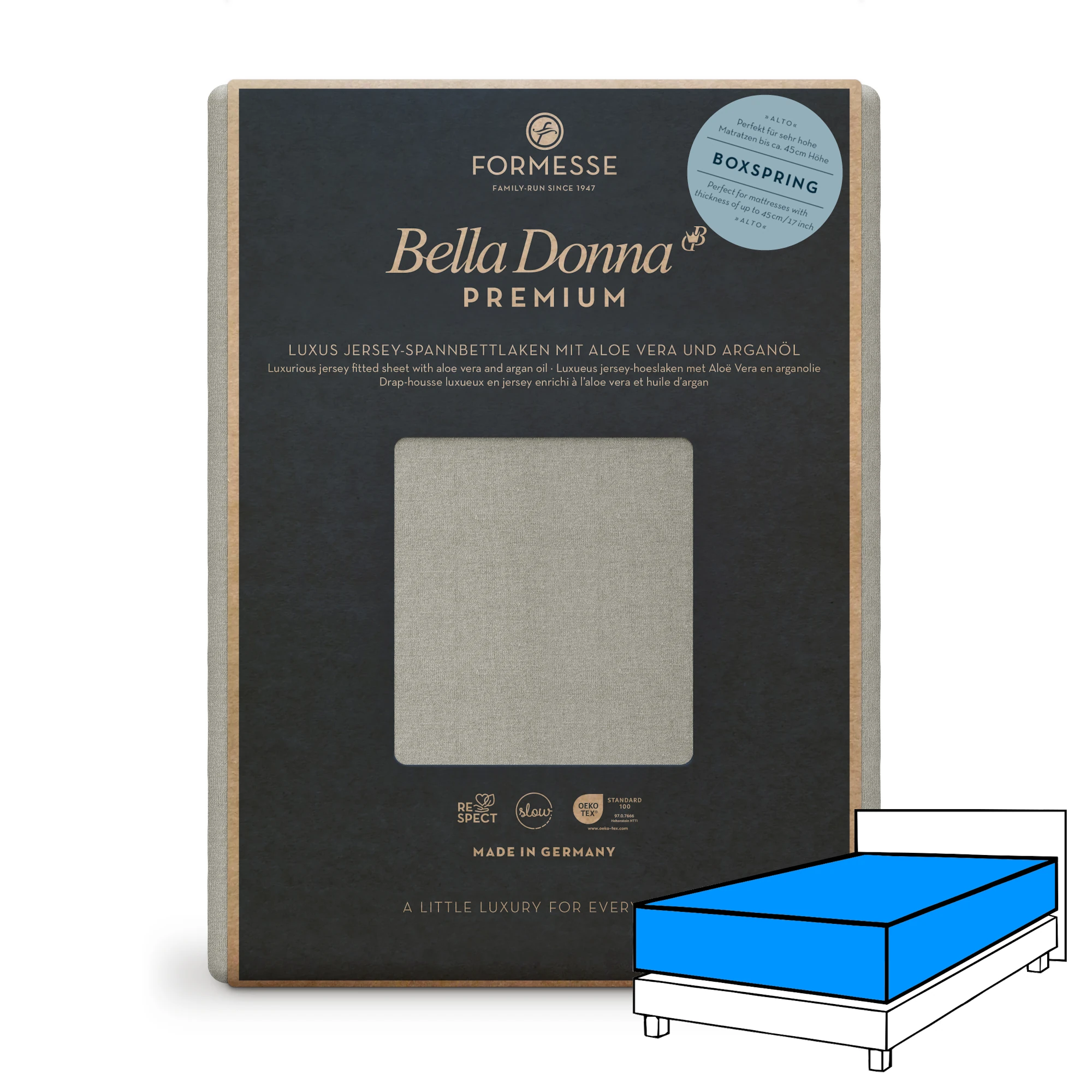 Bella Donna PREMIUM ALTO Spannbettlaken Jersey Perlgrau