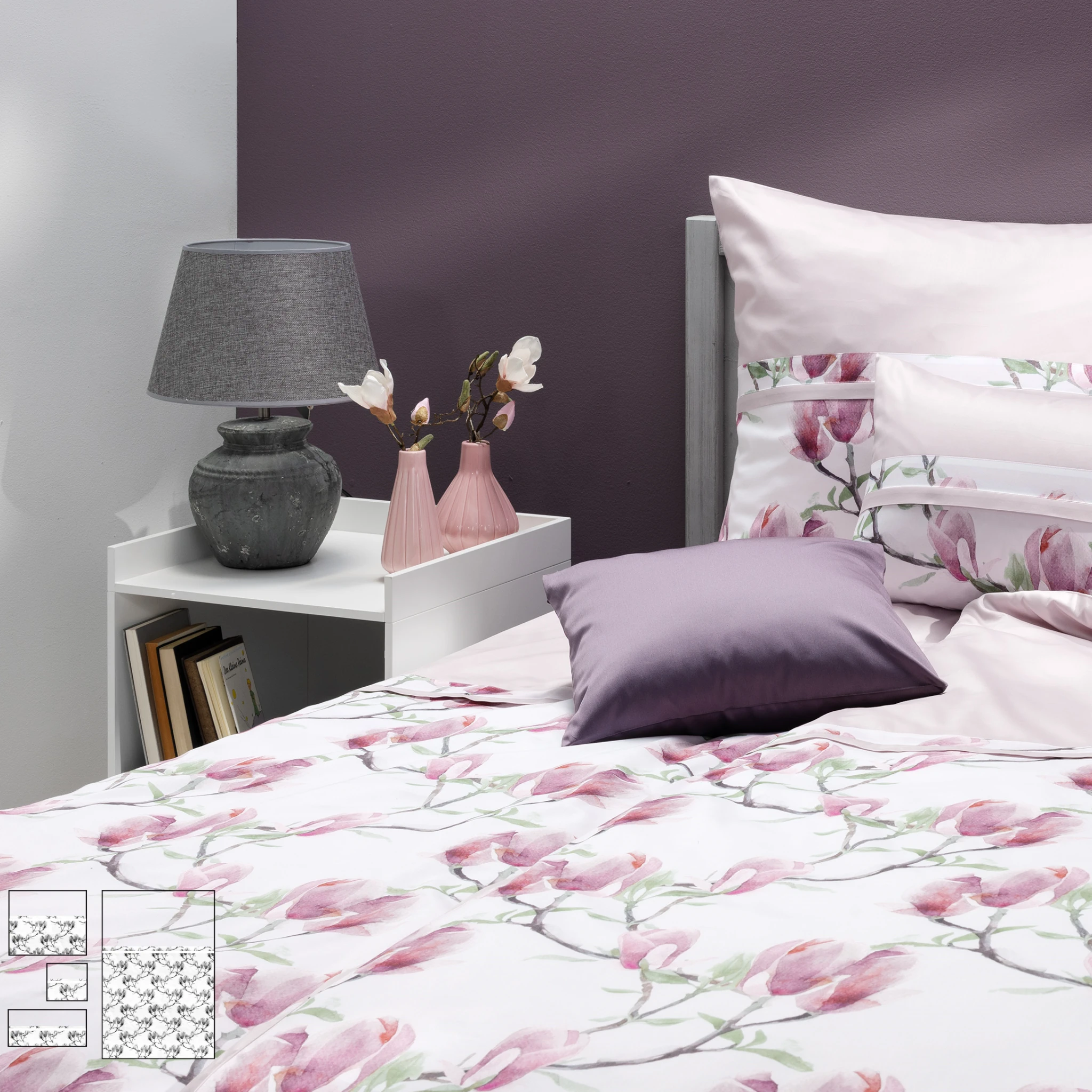 Graser Bettwäsche GARDONE Satin Weiß-Mauve