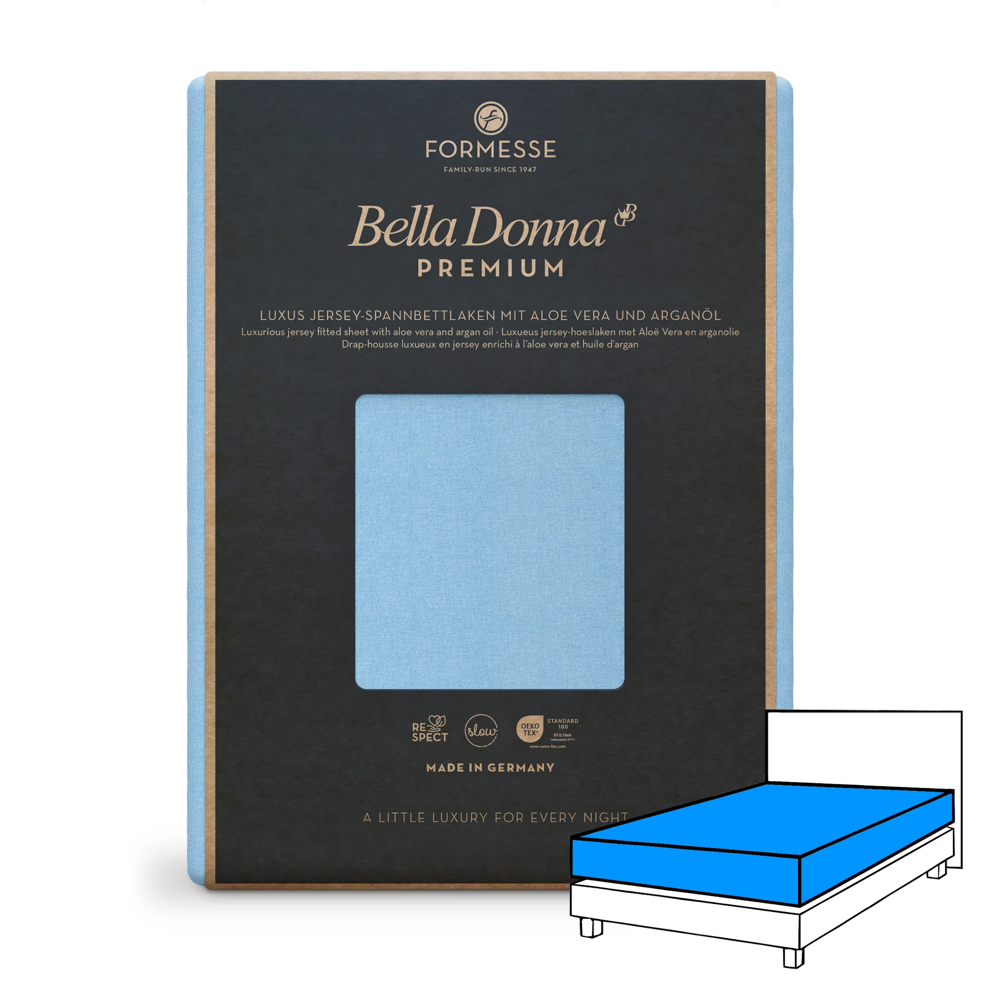 BELLA DONNA PREMIUM Spannbettlaken Jersey Himmelblau Produktbild 1 BELLA DONNA PREMIUM Spannbettlaken Jersey Himmelblau 1