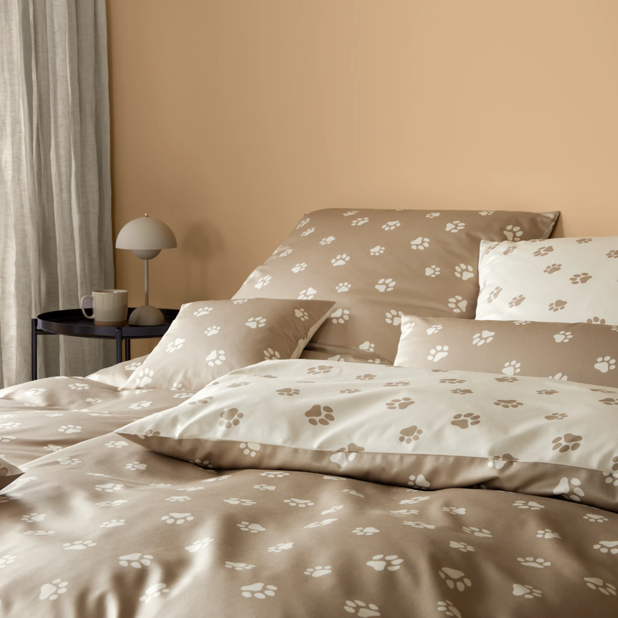 elegante Bettwäsche PAWS Satin Beige 1