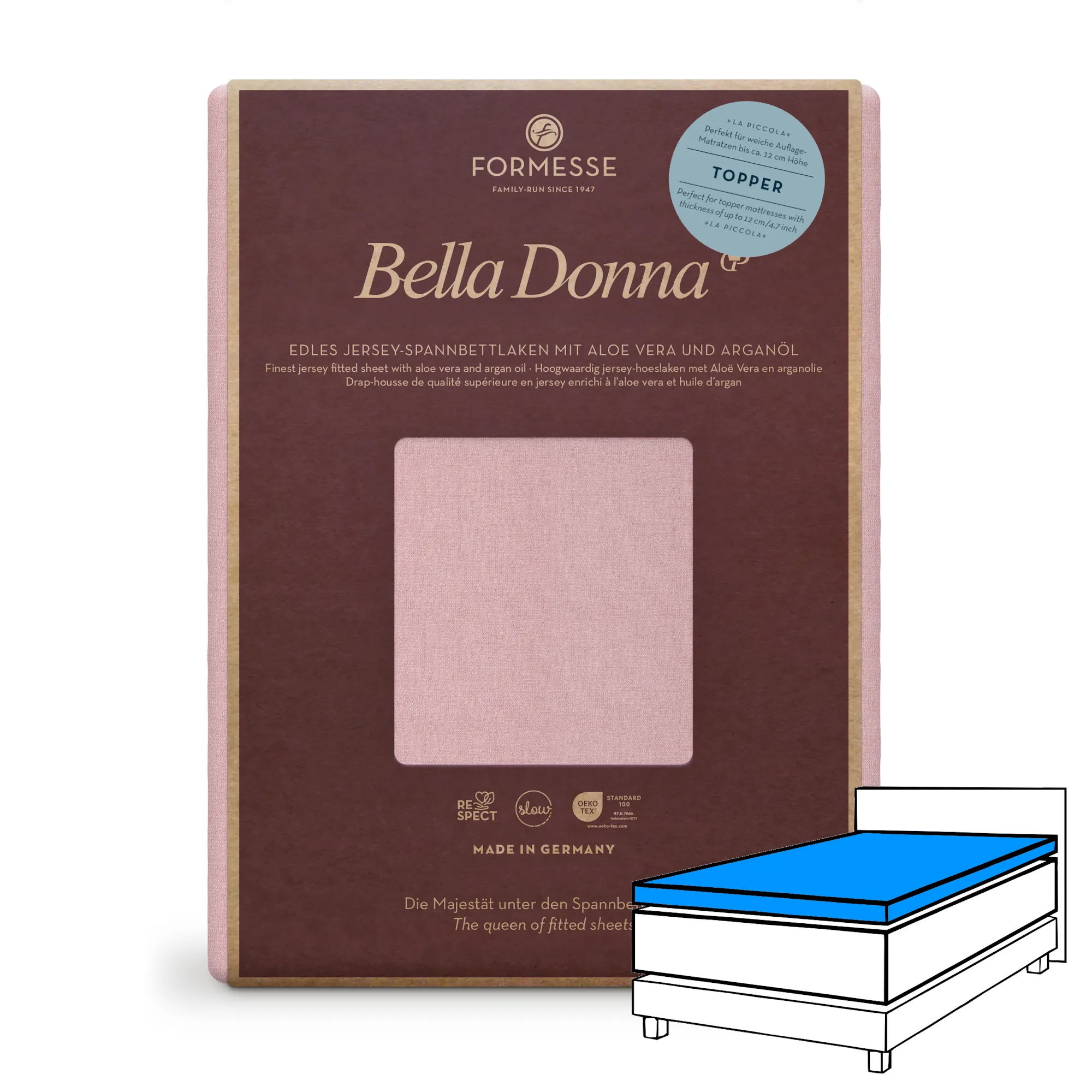 Bella Donna LA PICCOLA Topper Spannbettlaken Jersey Altrosé Produktbild Bella Donna LA PICCOLA Topper Spannbettlaken Jersey Altrosé