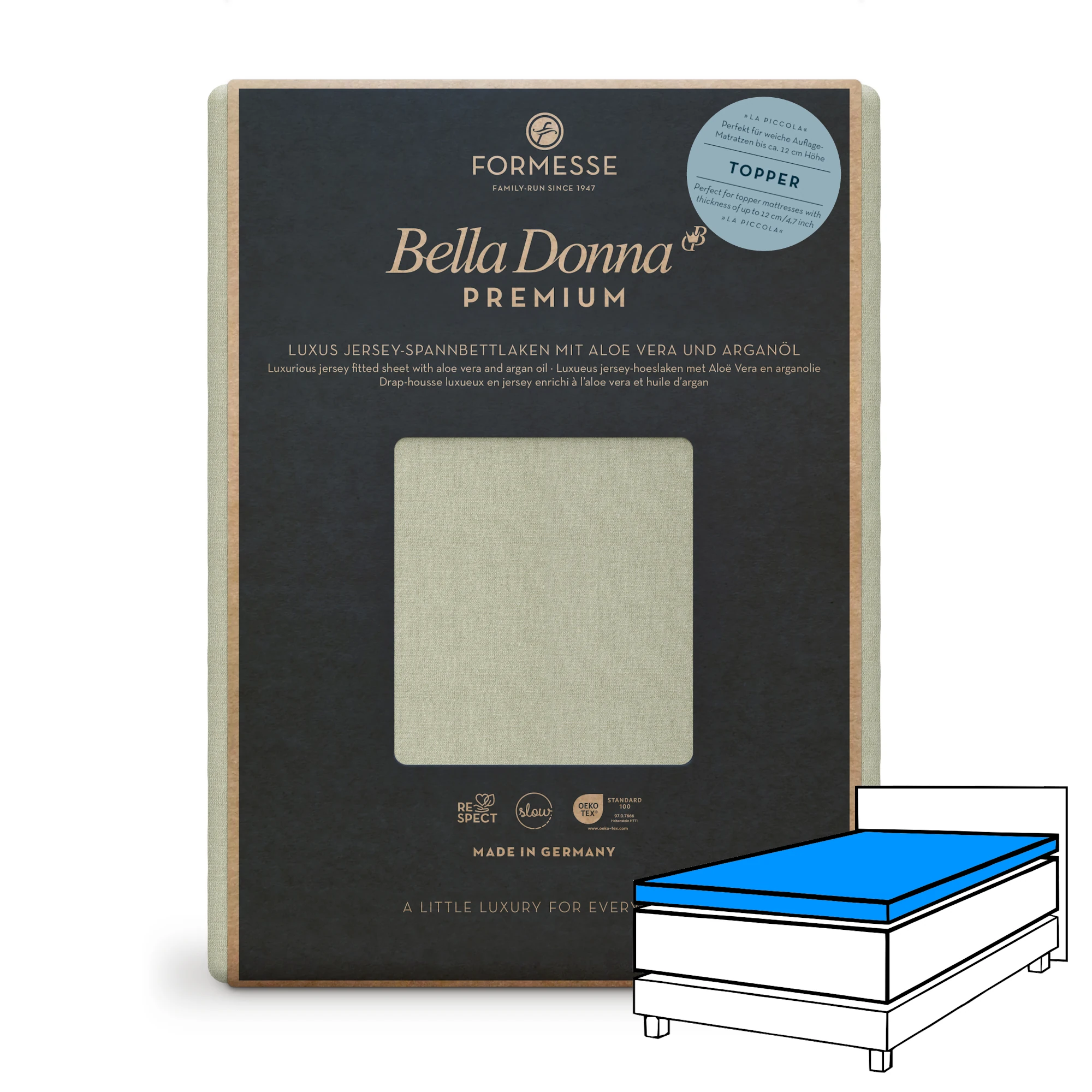 Bella Donna PREMIUM LA PICCOLA Spannbettlaken Jersey Graugrün