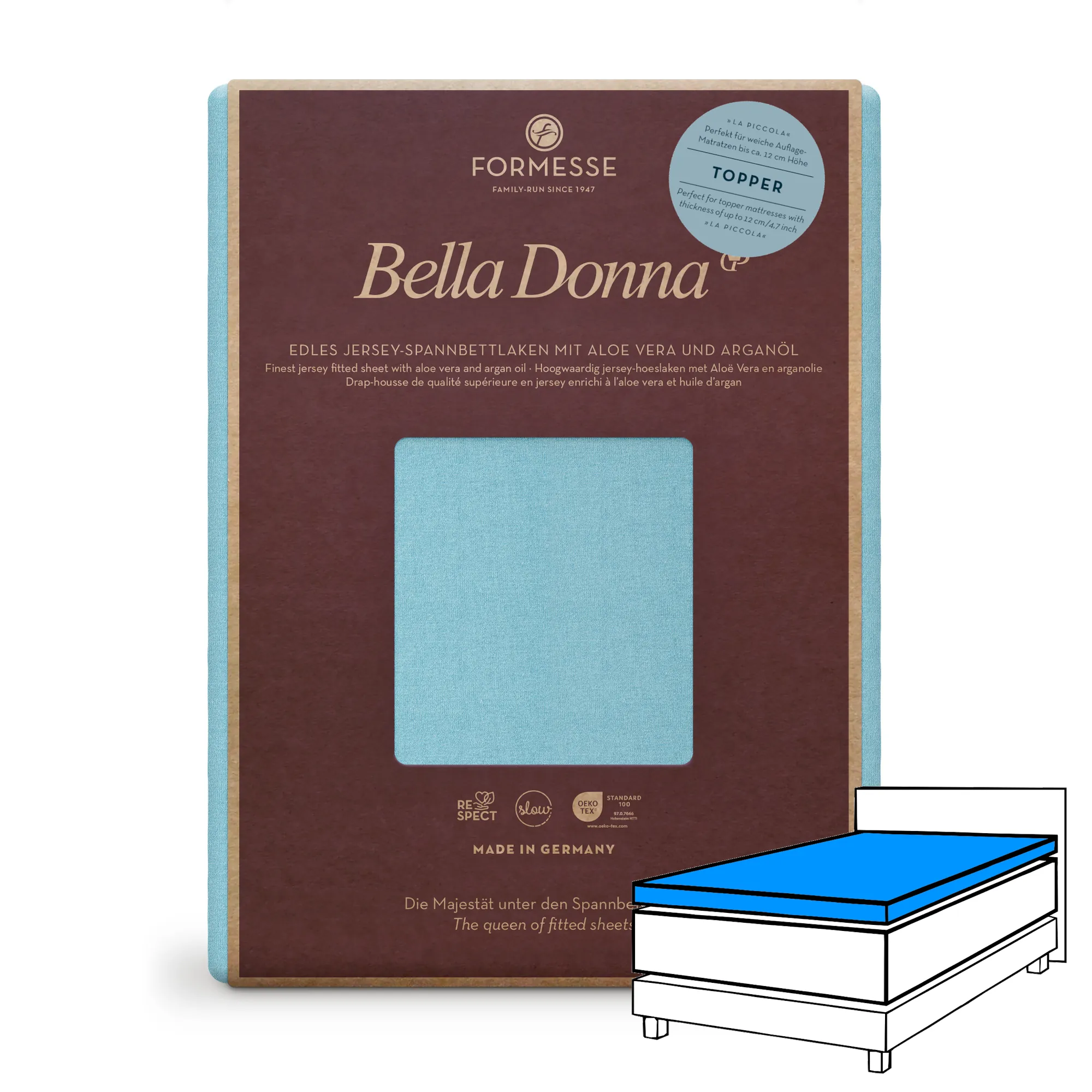 Bella Donna LA PICCOLA Topper Spannbettlaken Jersey Helltürkis