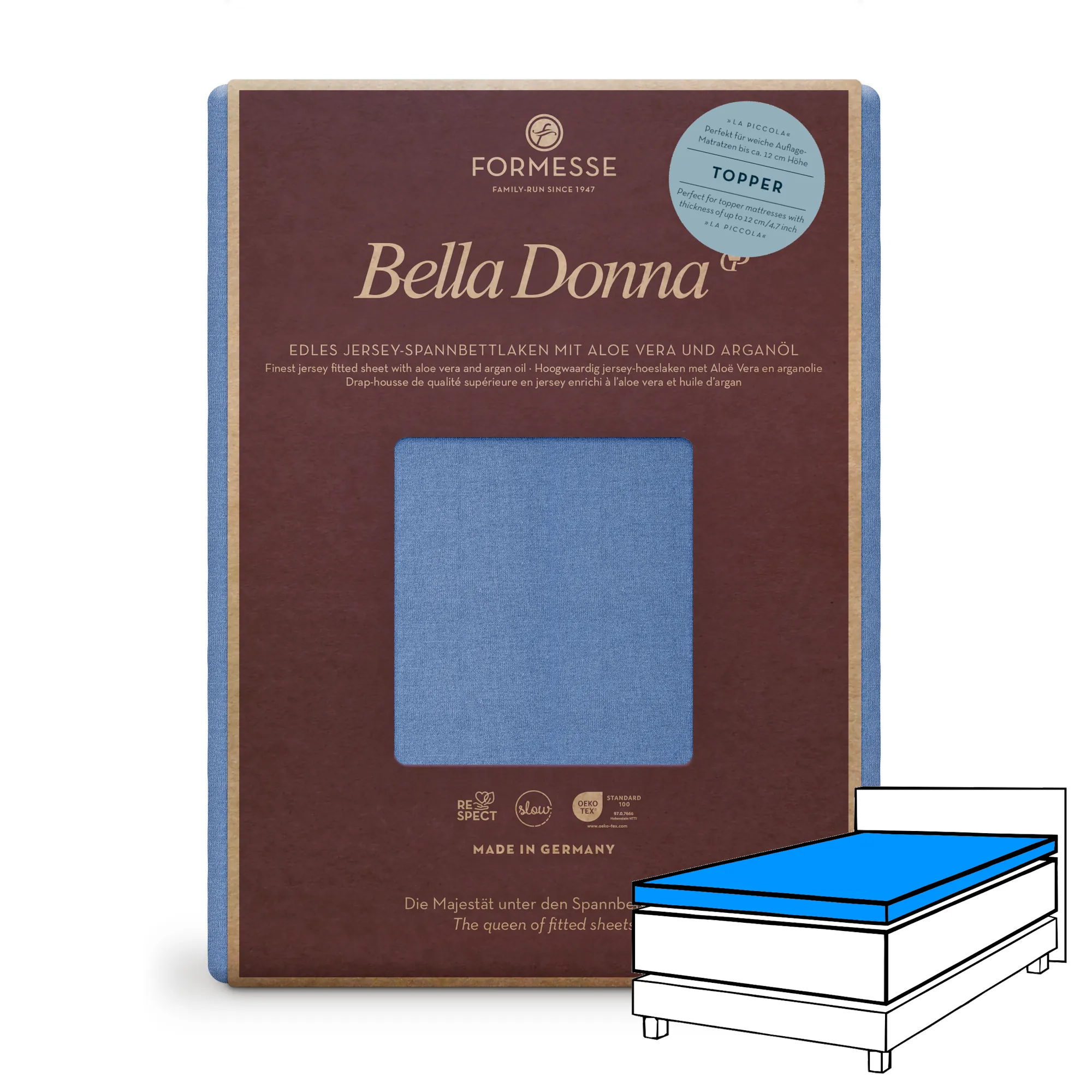 Bella Donna LA PICCOLA Topper Spannbettlaken Jersey Meeresblau