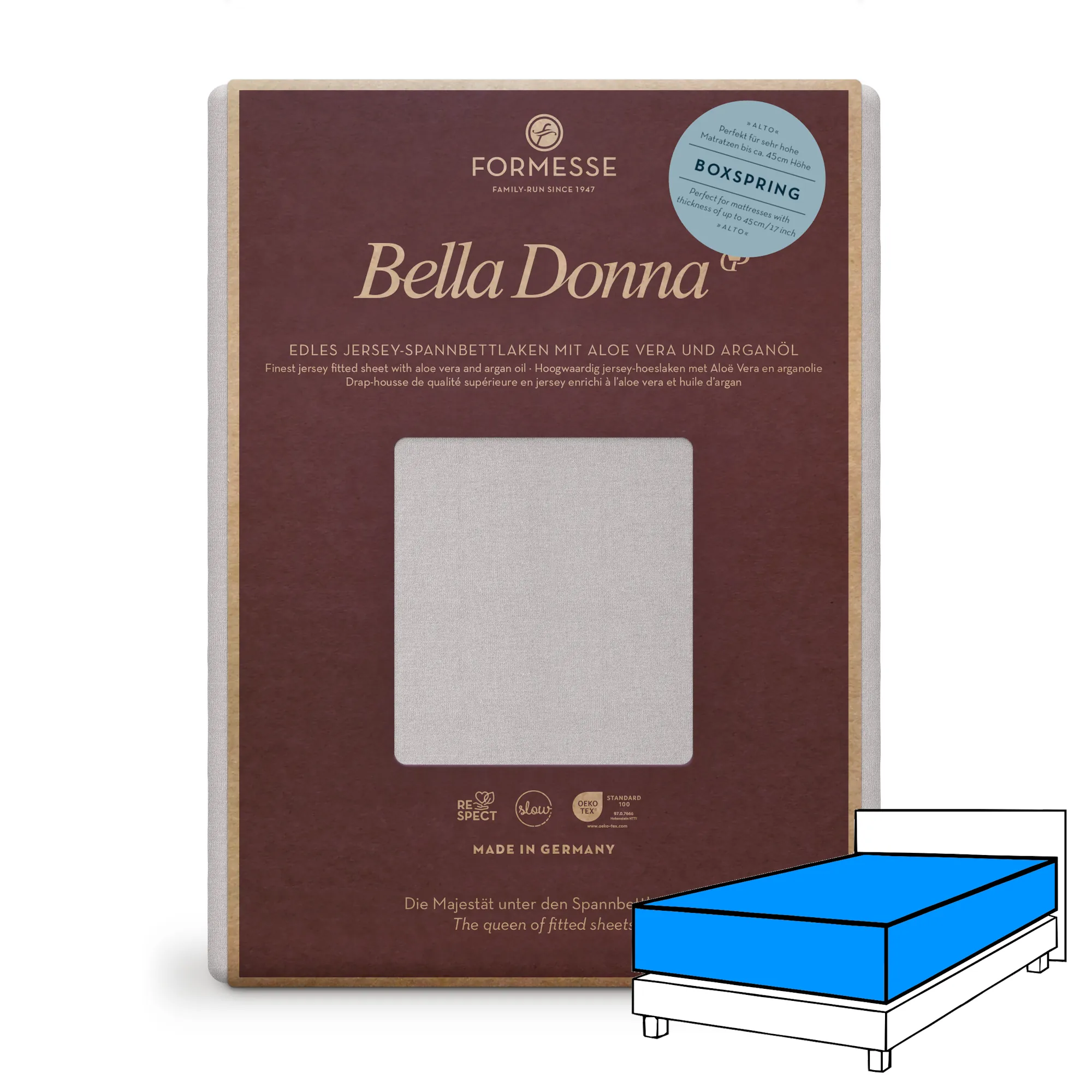 Bella Donna ALTO Boxspringbett Spannbettlaken Jersey Nebelgrau