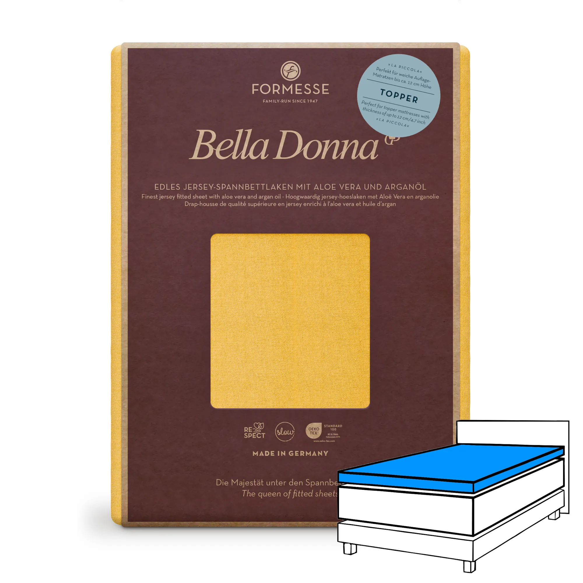 Bella Donna LA PICCOLA Topper Spannbettlaken Jersey Goldgelb