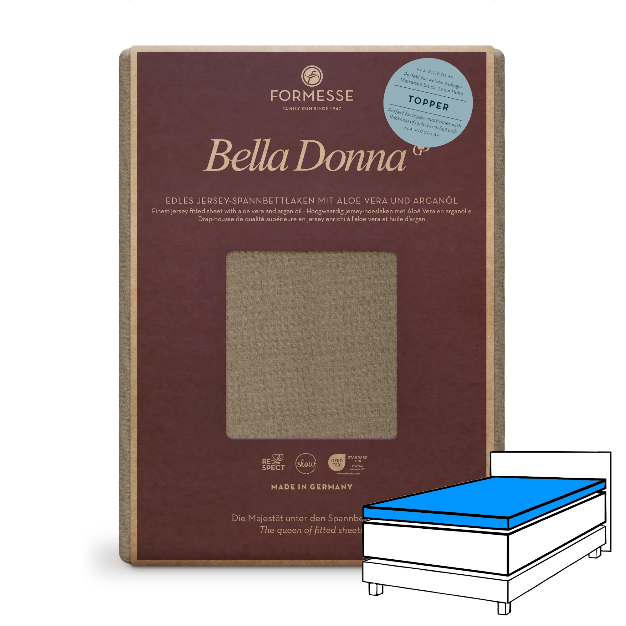 Bella Donna LA PICCOLA Topper Spannbettlaken Jersey Muskat