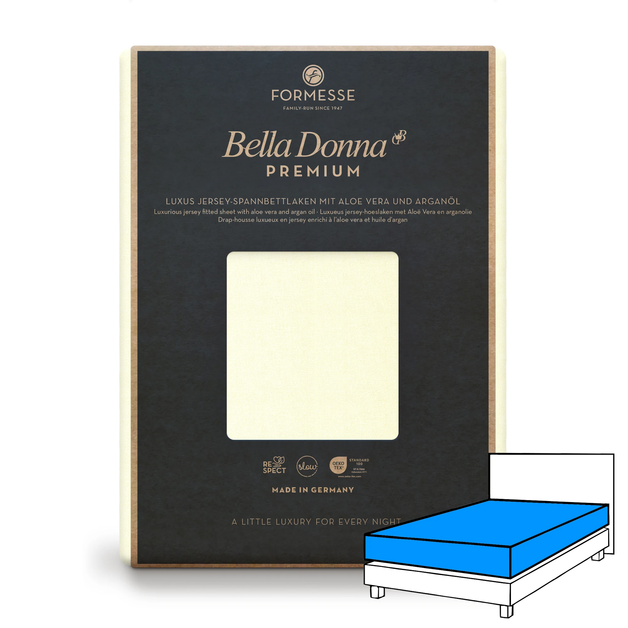 BELLA DONNA PREMIUM Spannbettlaken Jersey Natur Produktbild 1 BELLA DONNA PREMIUM Spannbettlaken Jersey Natur 1