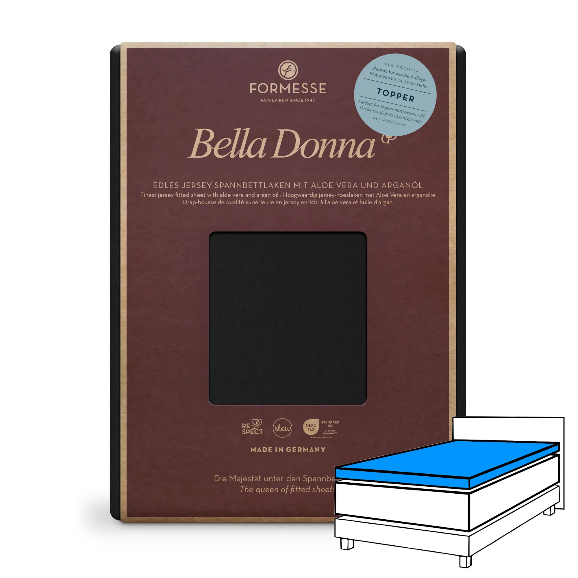 Bella Donna LA PICCOLA Topper Spannbettlaken Jersey Schwarz