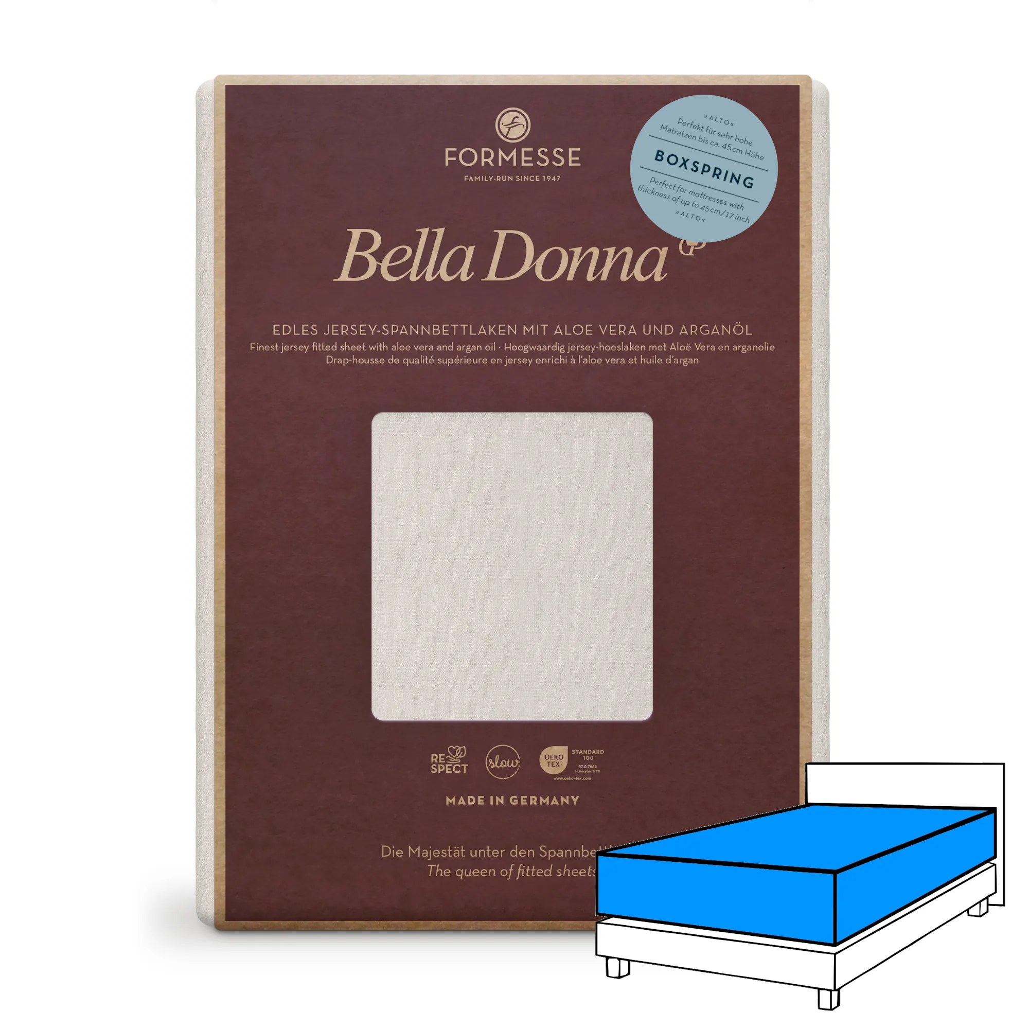 Bella Donna ALTO Boxspringbett Spannbettlaken Jersey Silber Produktbild Bella Donna ALTO Boxspringbett Spannbettlaken Jersey Silber
