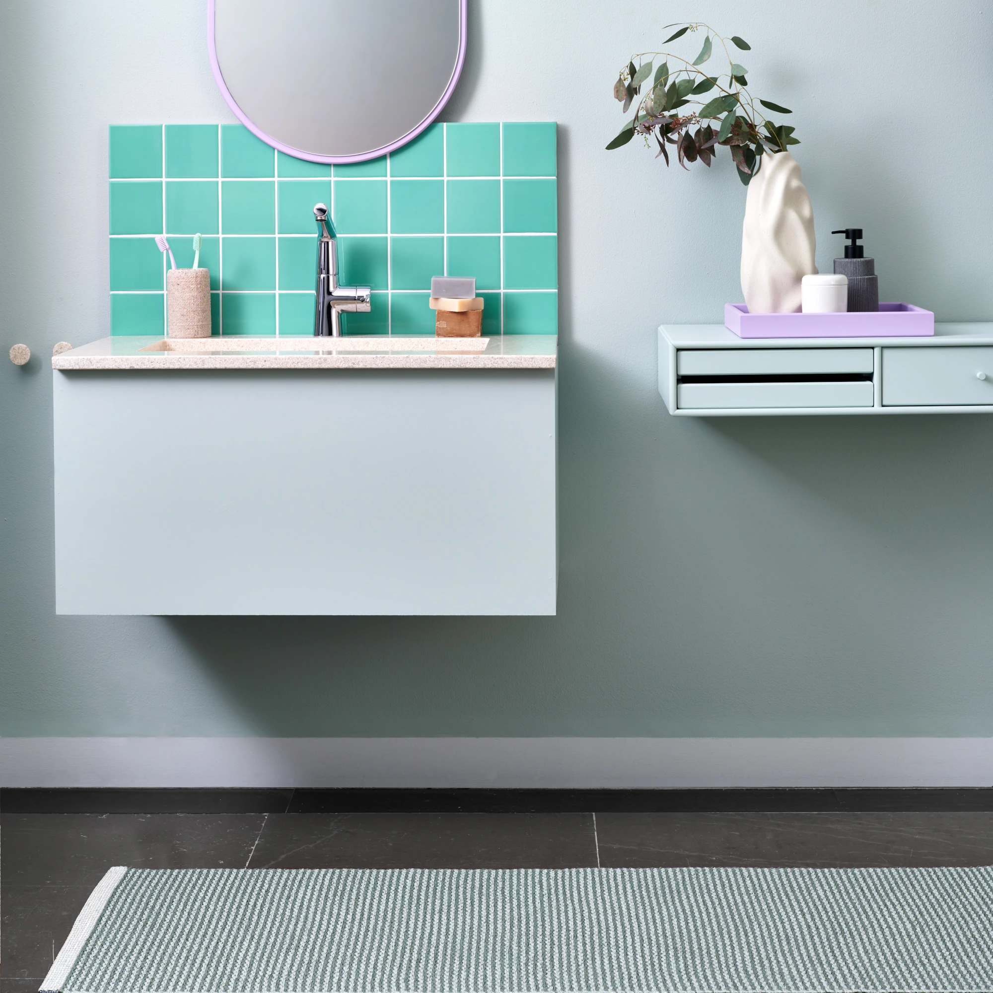 pappelina teppich mono sage army ambiente 2
