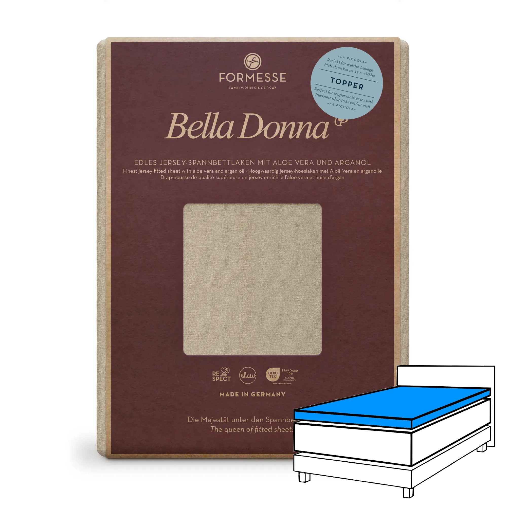 Bella Donna LA PICCOLA Topper Spannbettlaken Jersey Champagner Produktbild Bella Donna LA PICCOLA Topper Spannbettlaken Jersey Champagner