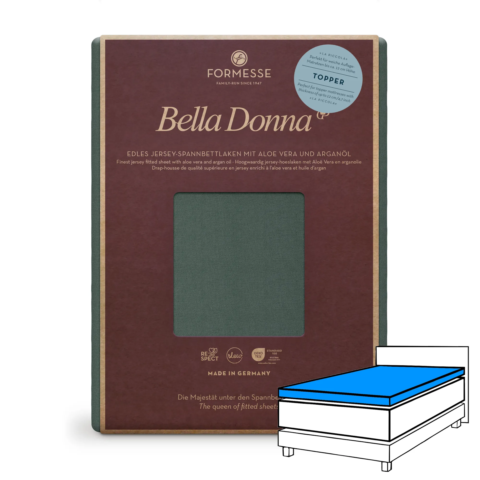 ◾Bella Donna LA PICCOLA Topper Spannbettlaken Jersey Vintage Grün