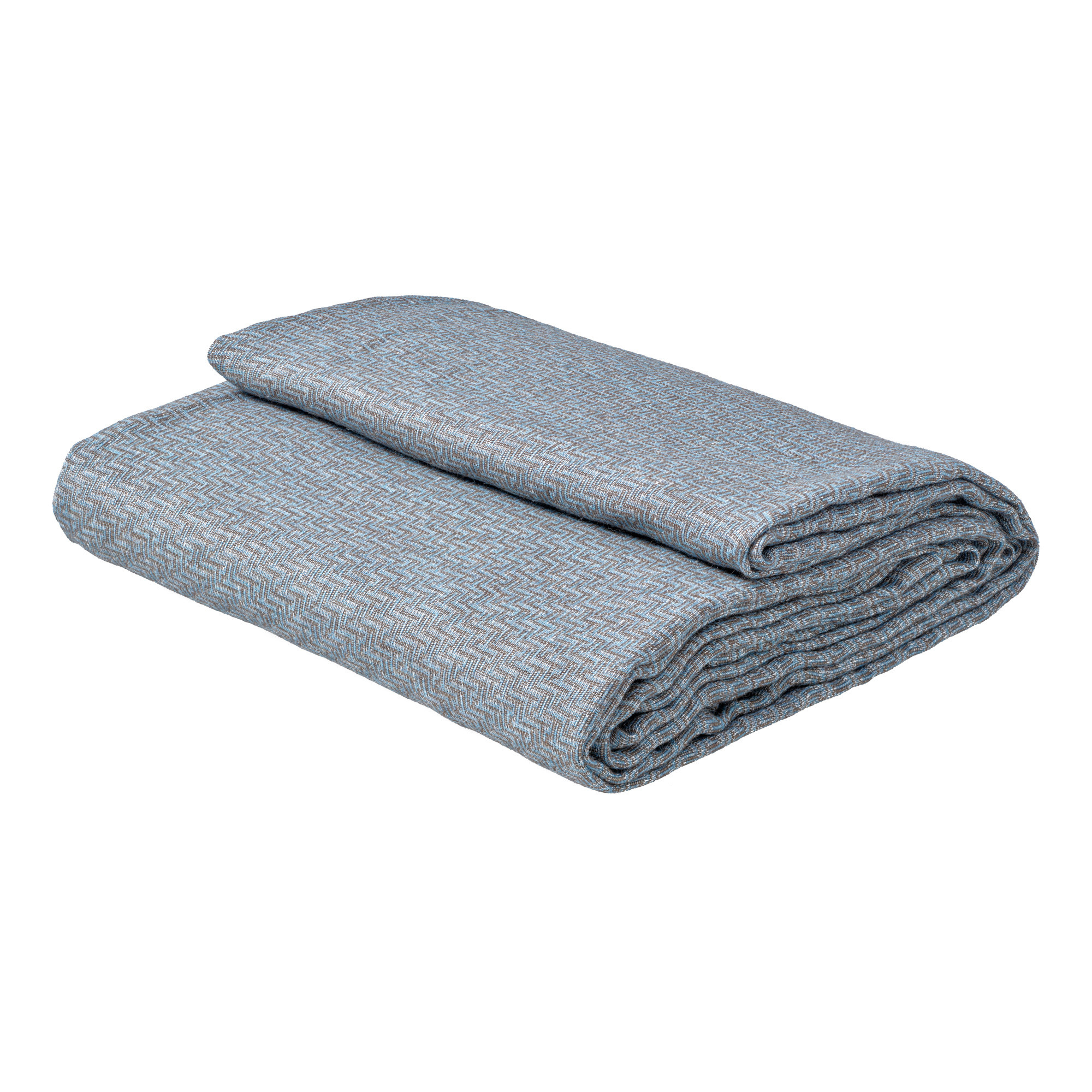 Fischbacher 1819 Tagesdecke LABYRINTH Wolle Jeansblau