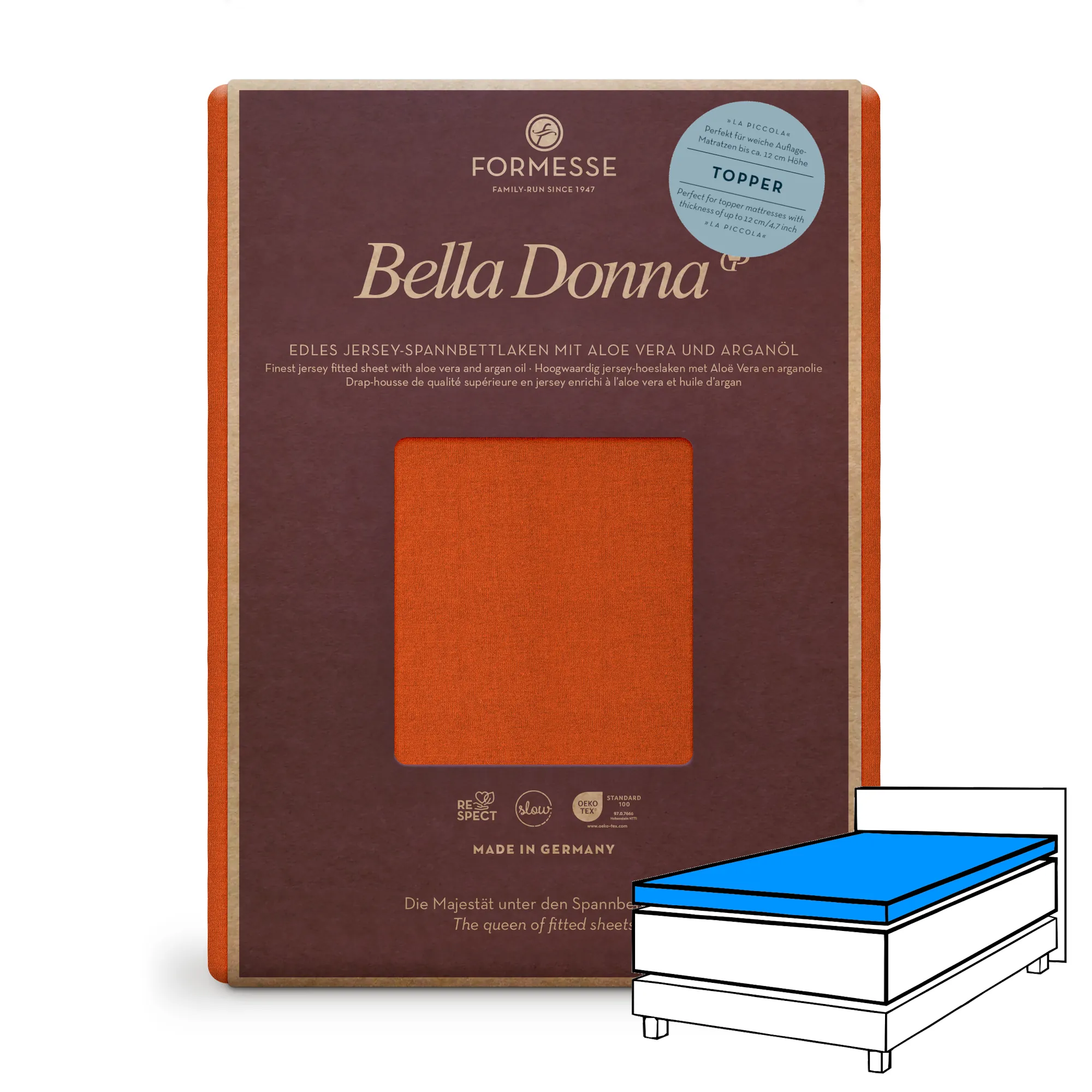 Bella Donna LA PICCOLA Topper Spannbettlaken Jersey Cayenne