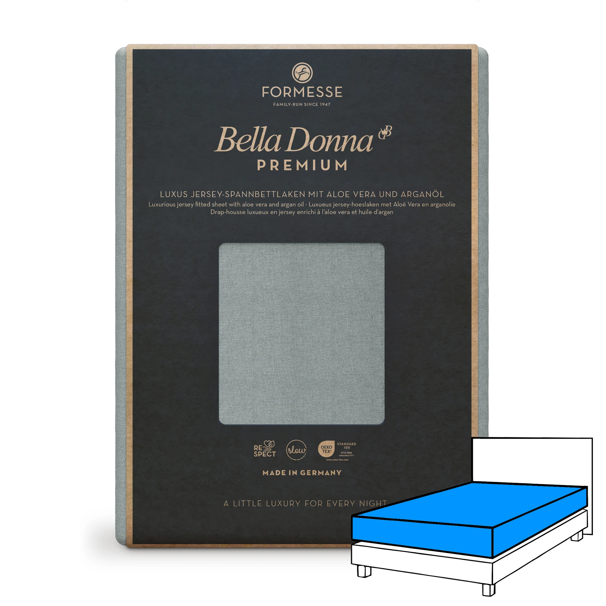 BELLA DONNA PREMIUM Spannbettlaken Jersey Zement Produktbild 1 BELLA DONNA PREMIUM Spannbettlaken Jersey Zement 1
