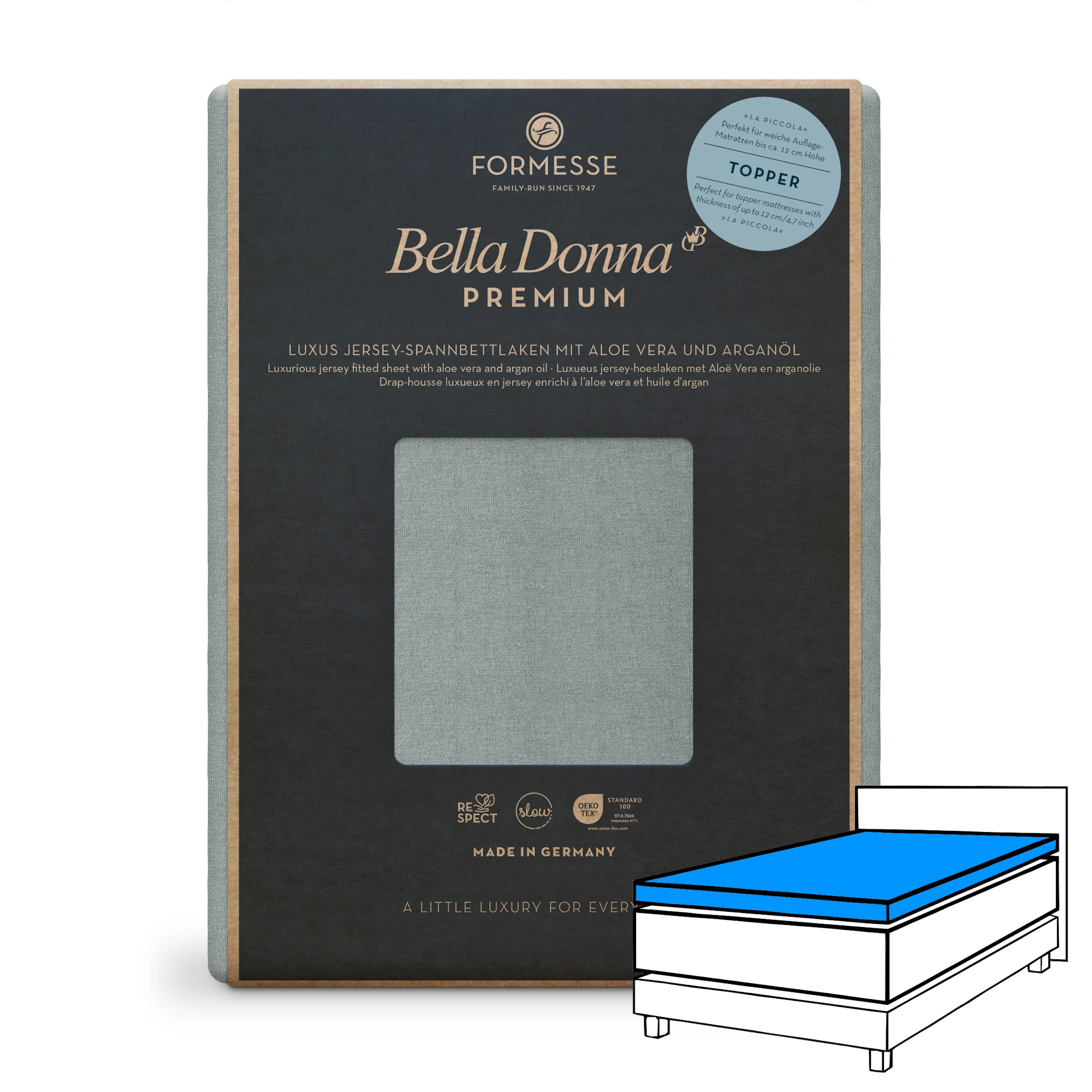 Bella Donna PREMIUM LA PICCOLA Spannbettlaken Jersey Zement