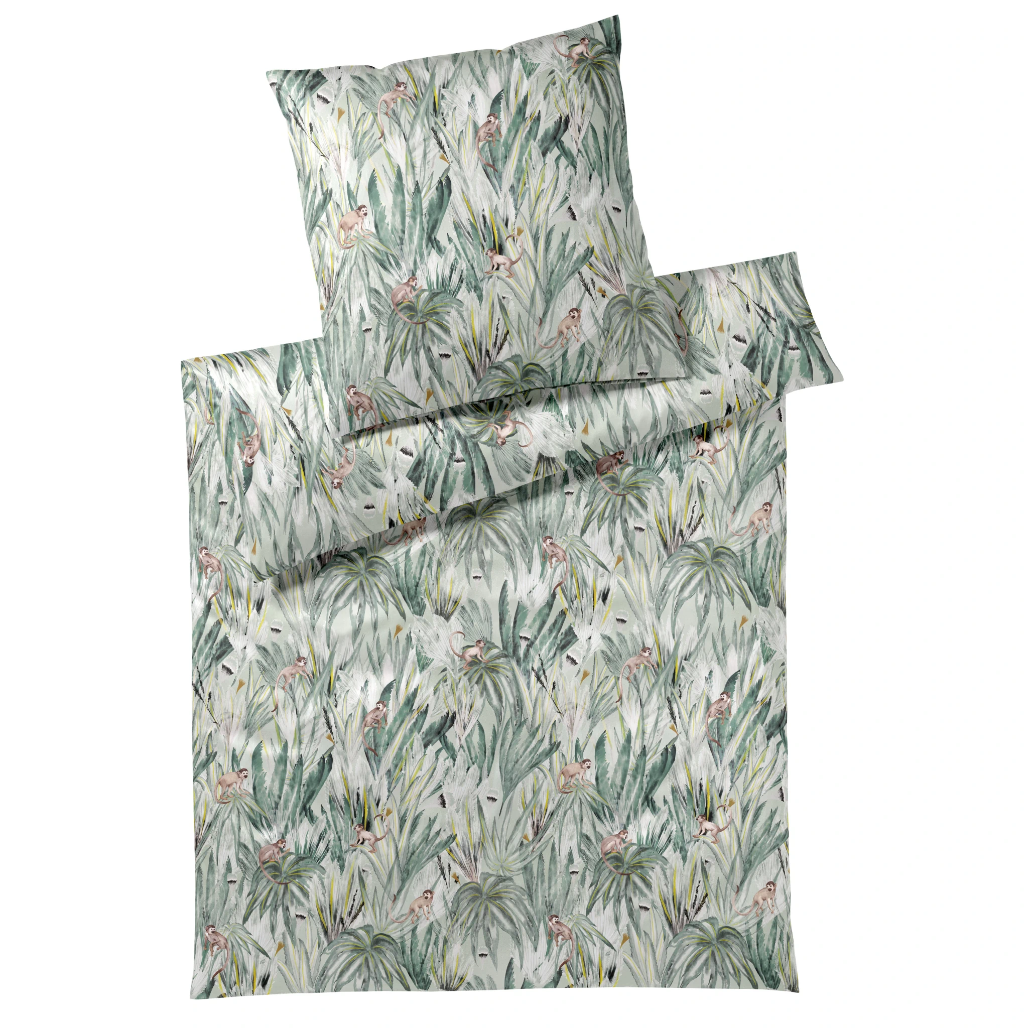 elegante Bettwäsche MONKEYS Bambus Satin Grün