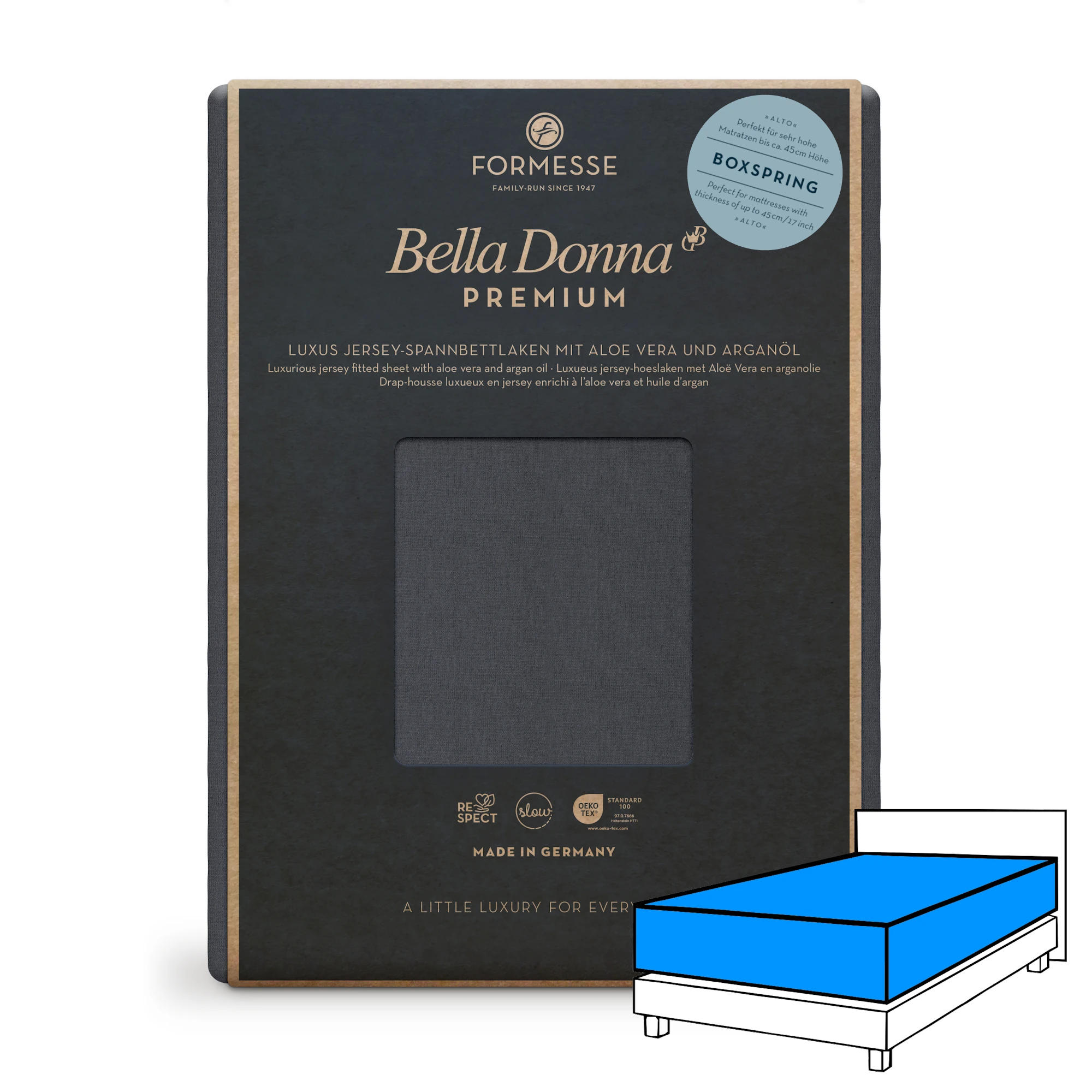 Bella Donna PREMIUM ALTO Spannbettlaken Jersey Anthrazit