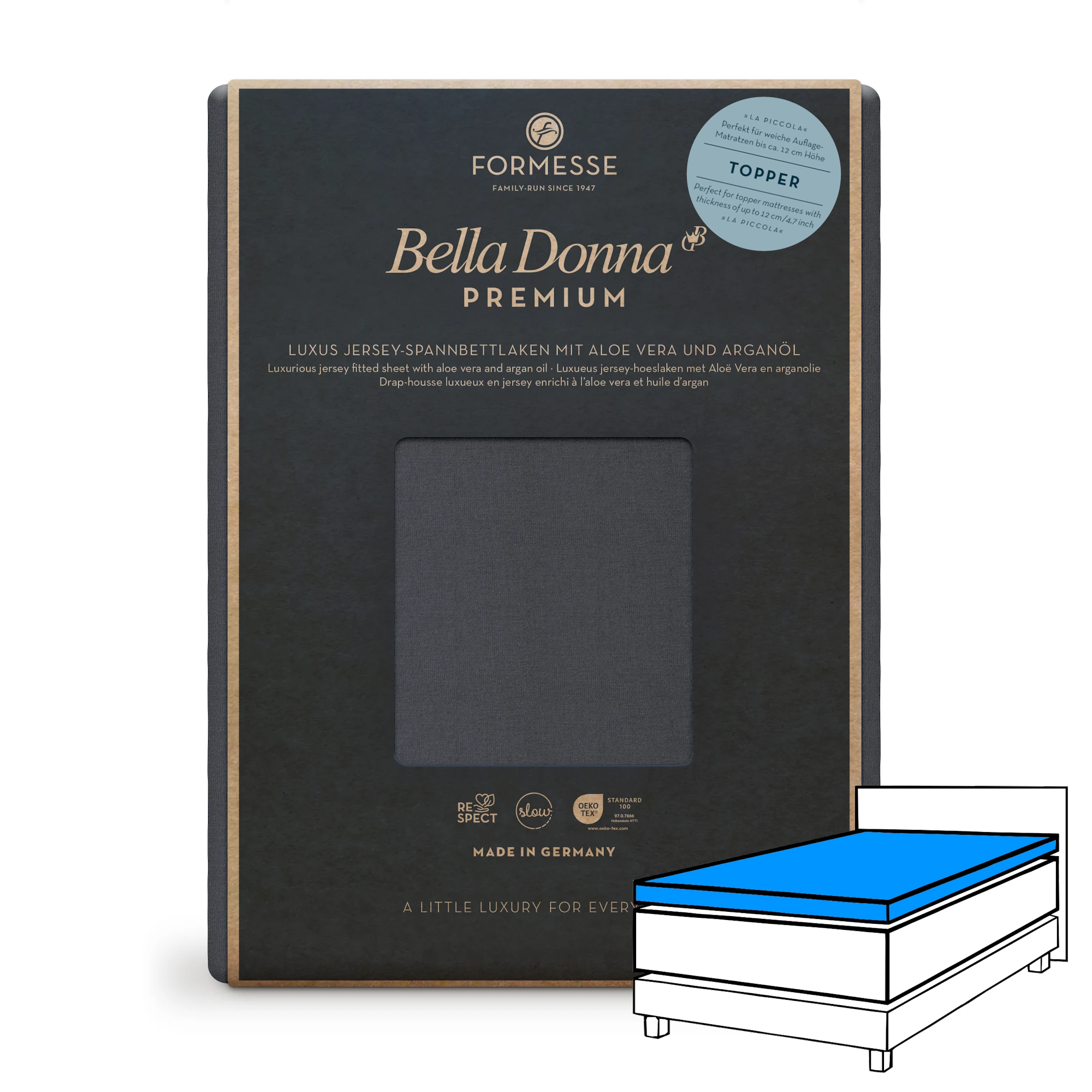Bella Donna PREMIUM LA PICCOLA Spannbettlaken Jersey Anthrazit