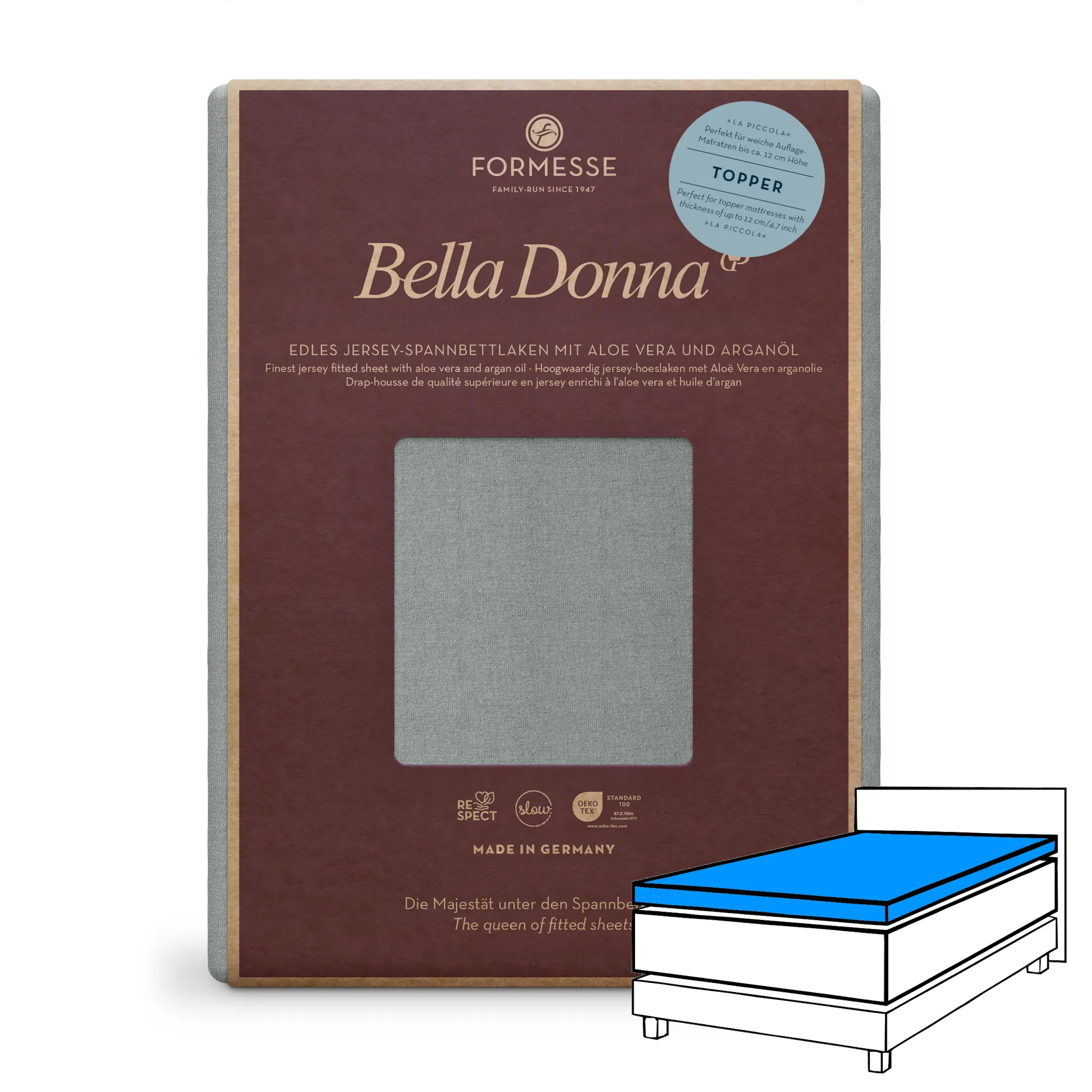 Bella Donna LA PICCOLA Topper Spannbettlaken Jersey Zement