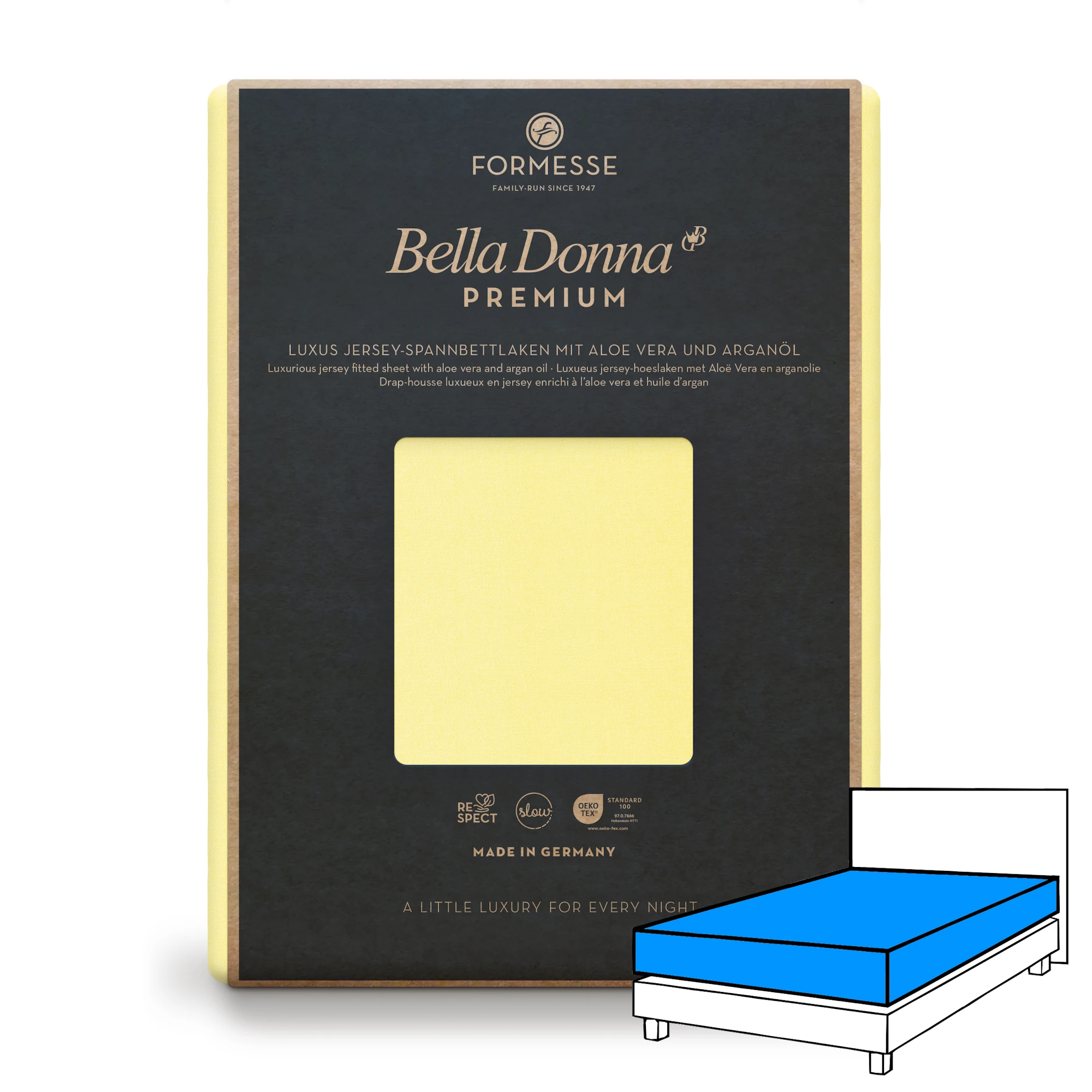 BELLA DONNA PREMIUM Spannbettlaken Jersey Hellgelb 1