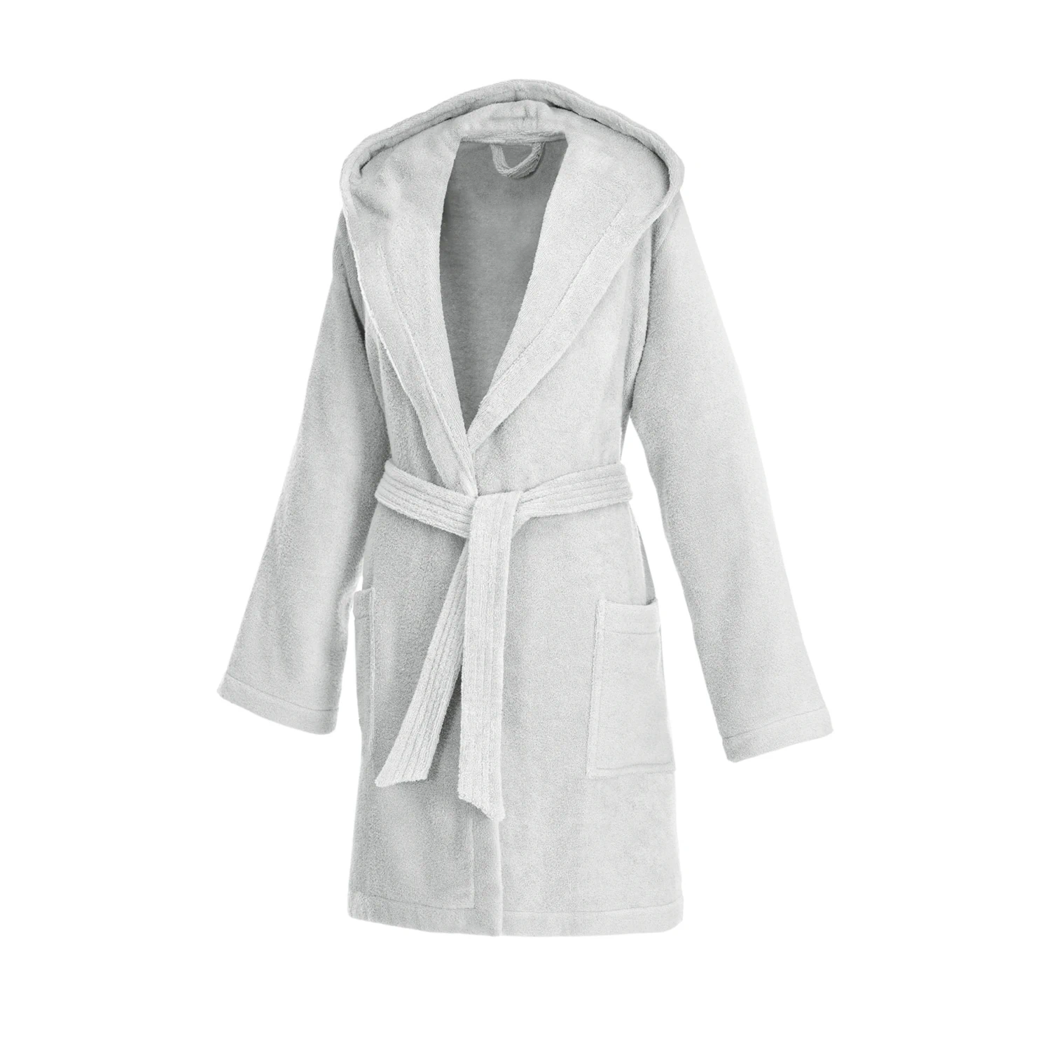 Weseta Bademantel Damen DREAMFLOR Mit Kapuze Kurz Silber