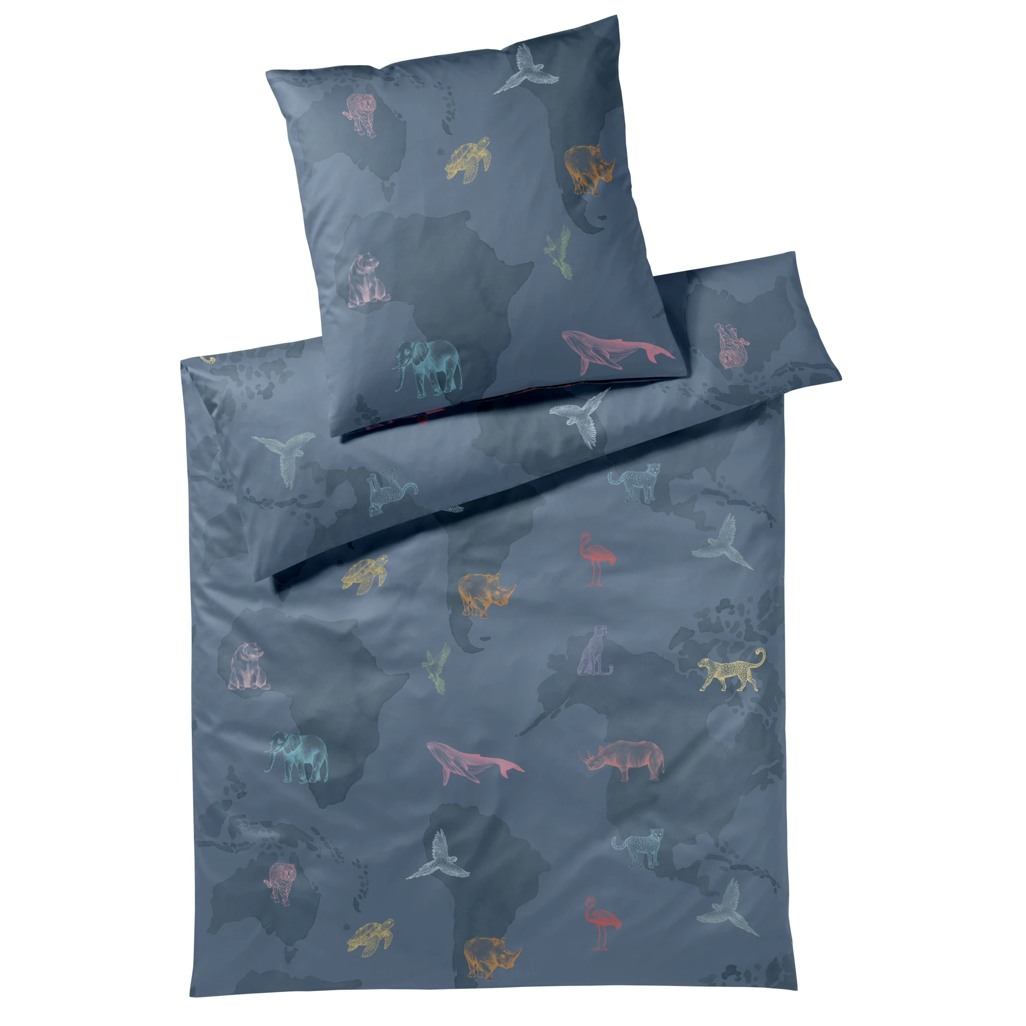 elegante Bettwäsche EXPLORER Satin Ozeanblau