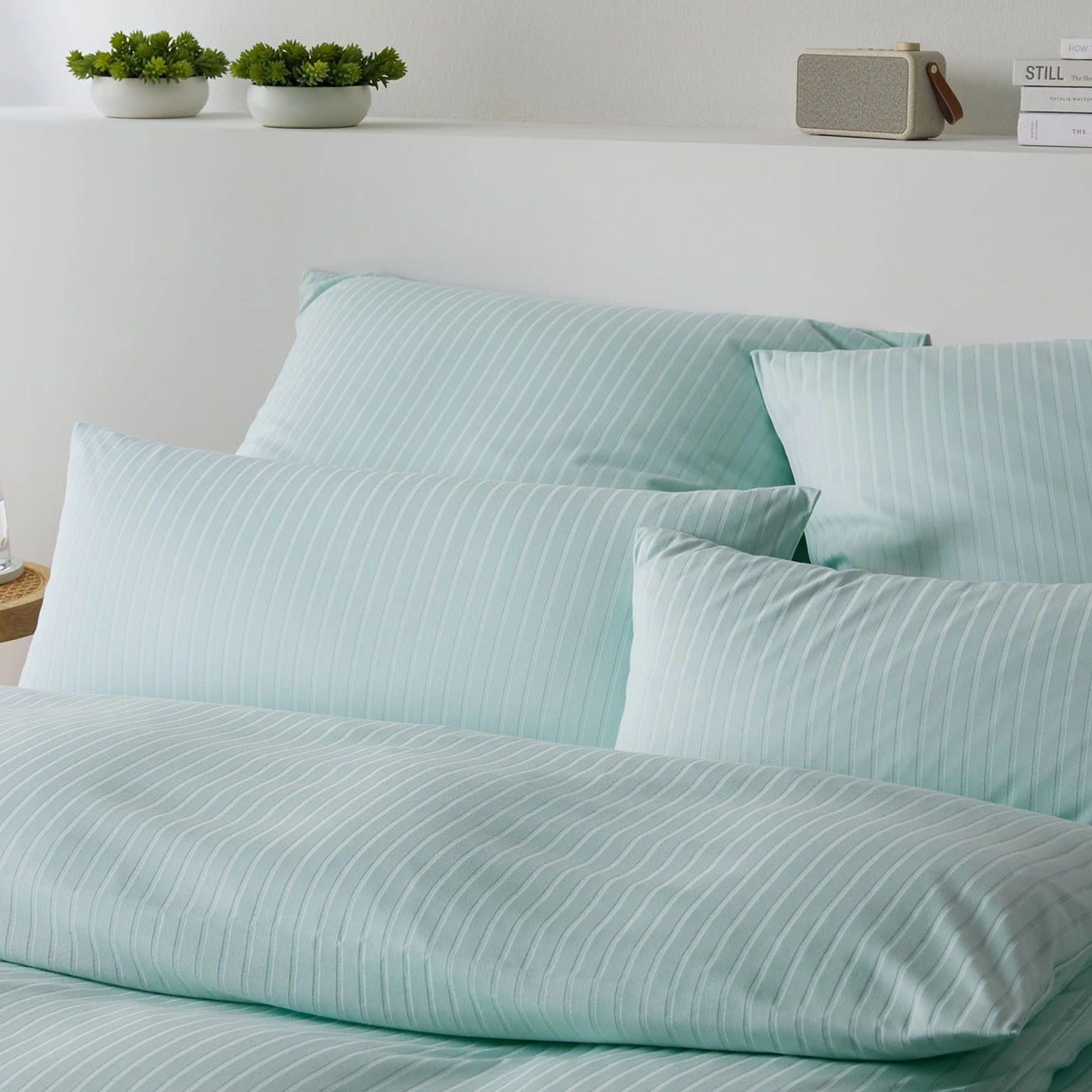 elegante Bettwäsche SOLID STRIPE Jersey Mint 1