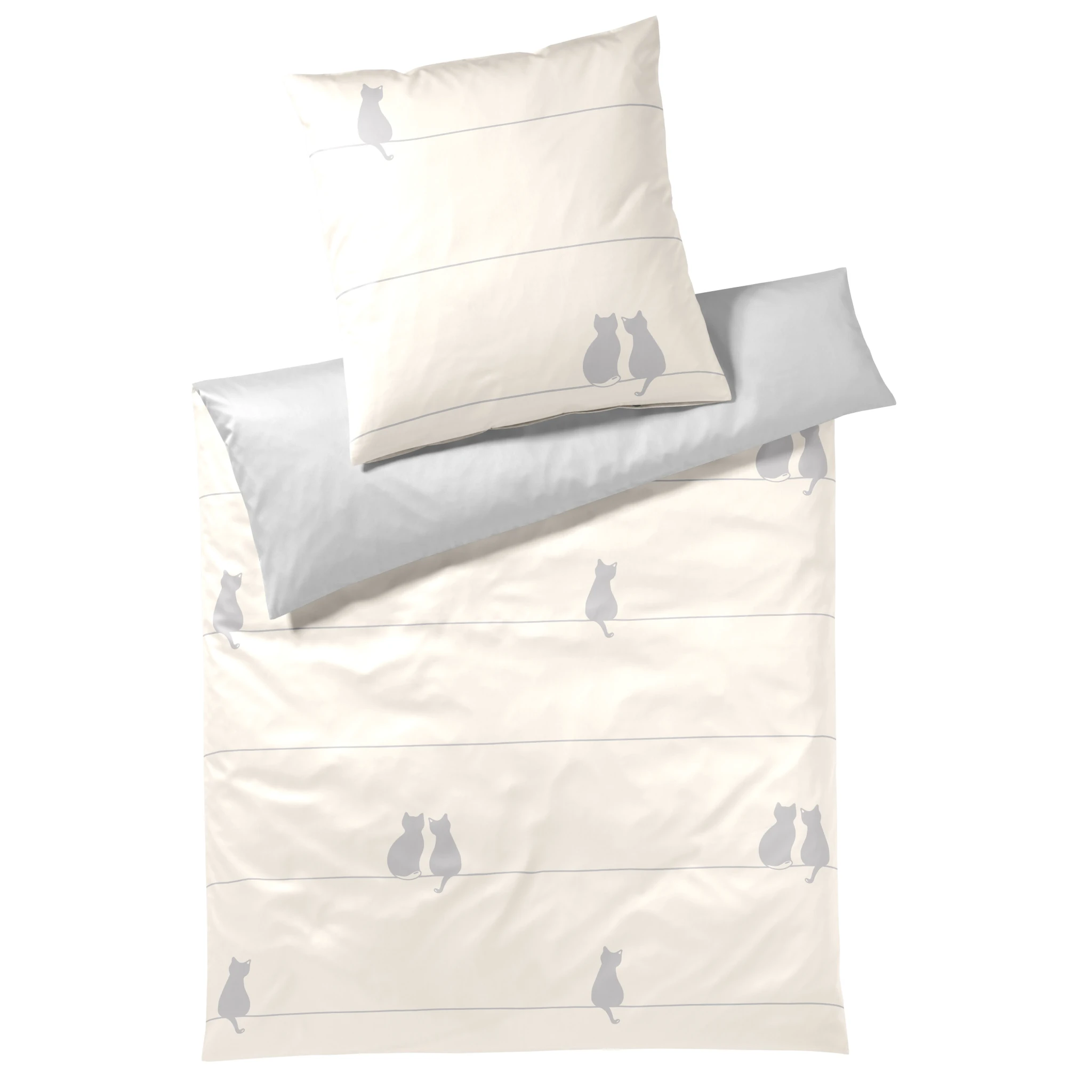 elegante Bettwäsche YOU AND ME Satin CREME