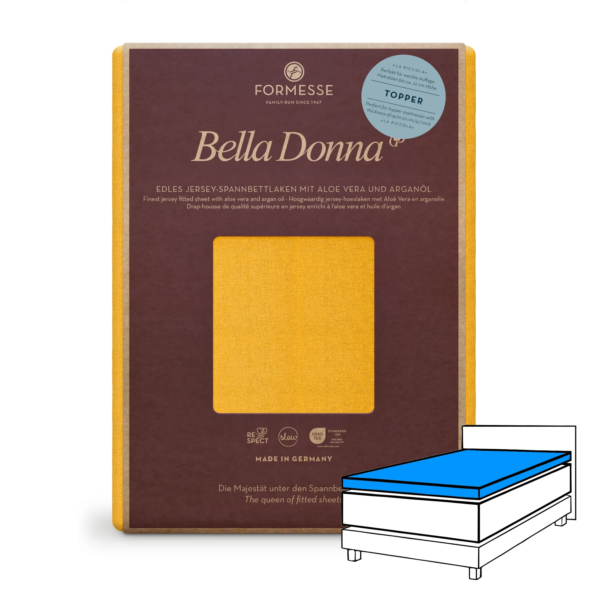 Bella Donna LA PICCOLA Topper Spannbettlaken Jersey Curry Produktbild Bella Donna LA PICCOLA Topper Spannbettlaken Jersey Curry
