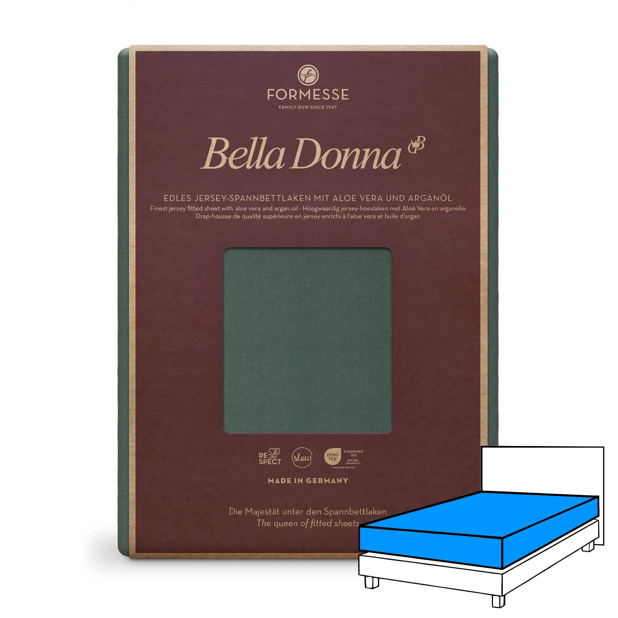 BELLA DONNA Spannbettlaken Jersey Vintage Grün 1