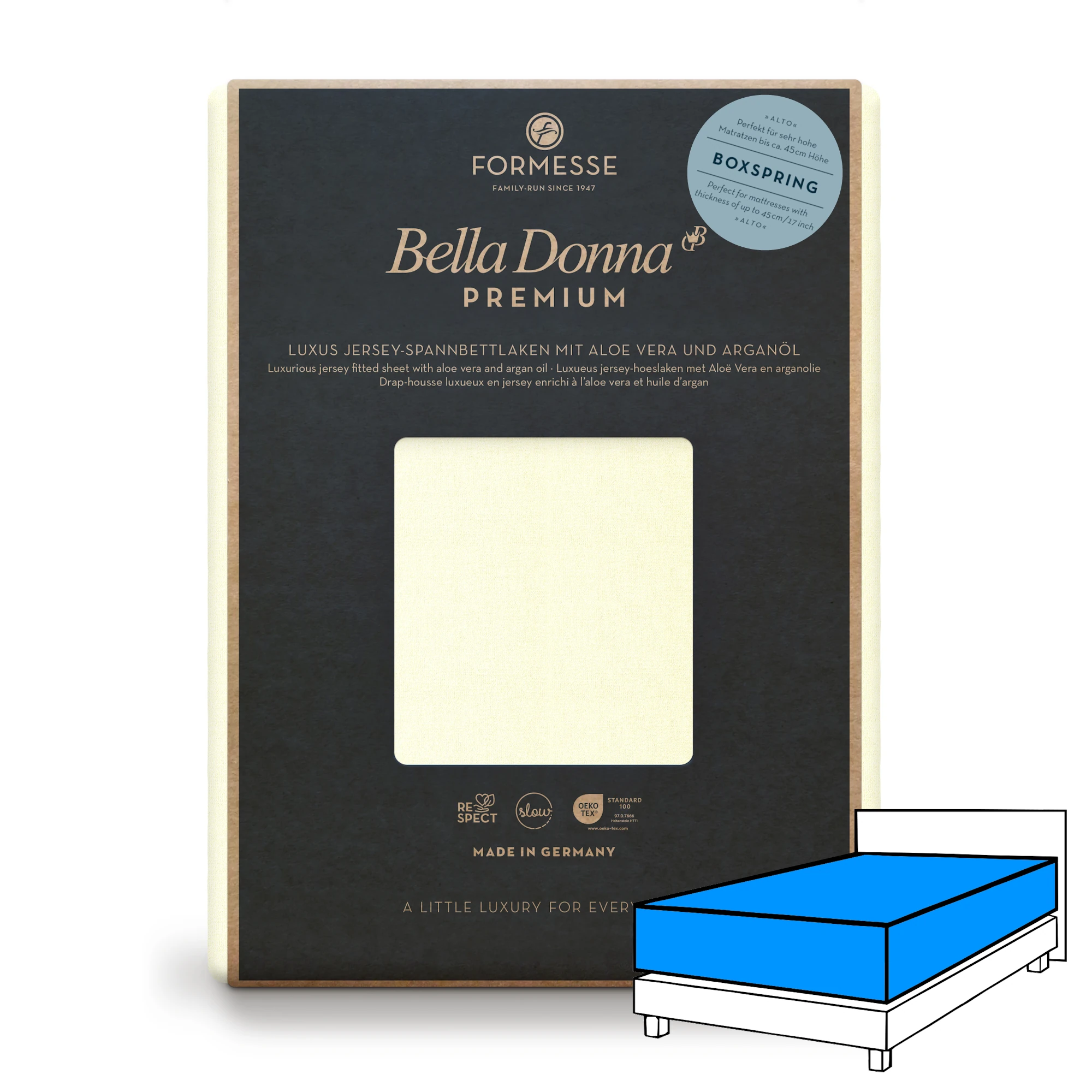 Bella Donna PREMIUM ALTO Spannbettlaken Jersey Natur Produktbild Bella Donna PREMIUM ALTO Spannbettlaken Jersey Natur
