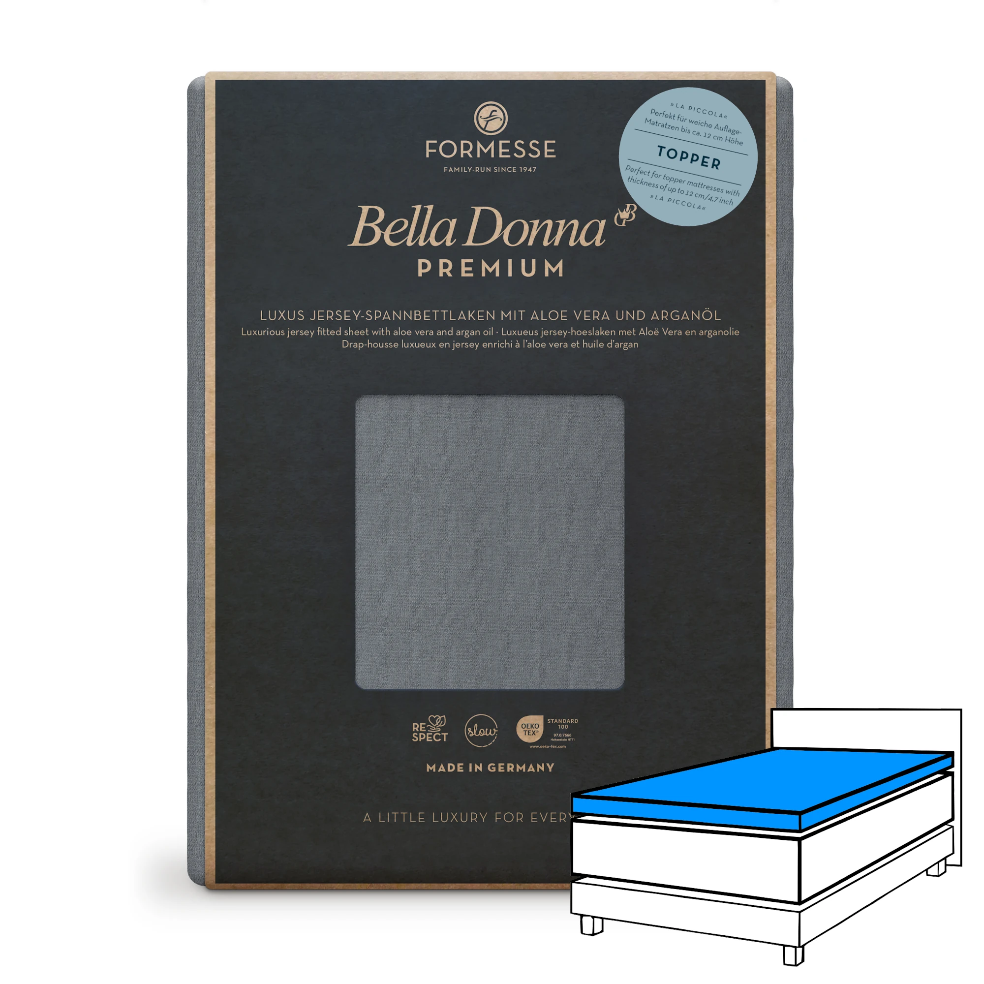 Bella Donna PREMIUM LA PICCOLA Spannbettlaken Jersey Hellanthrazit