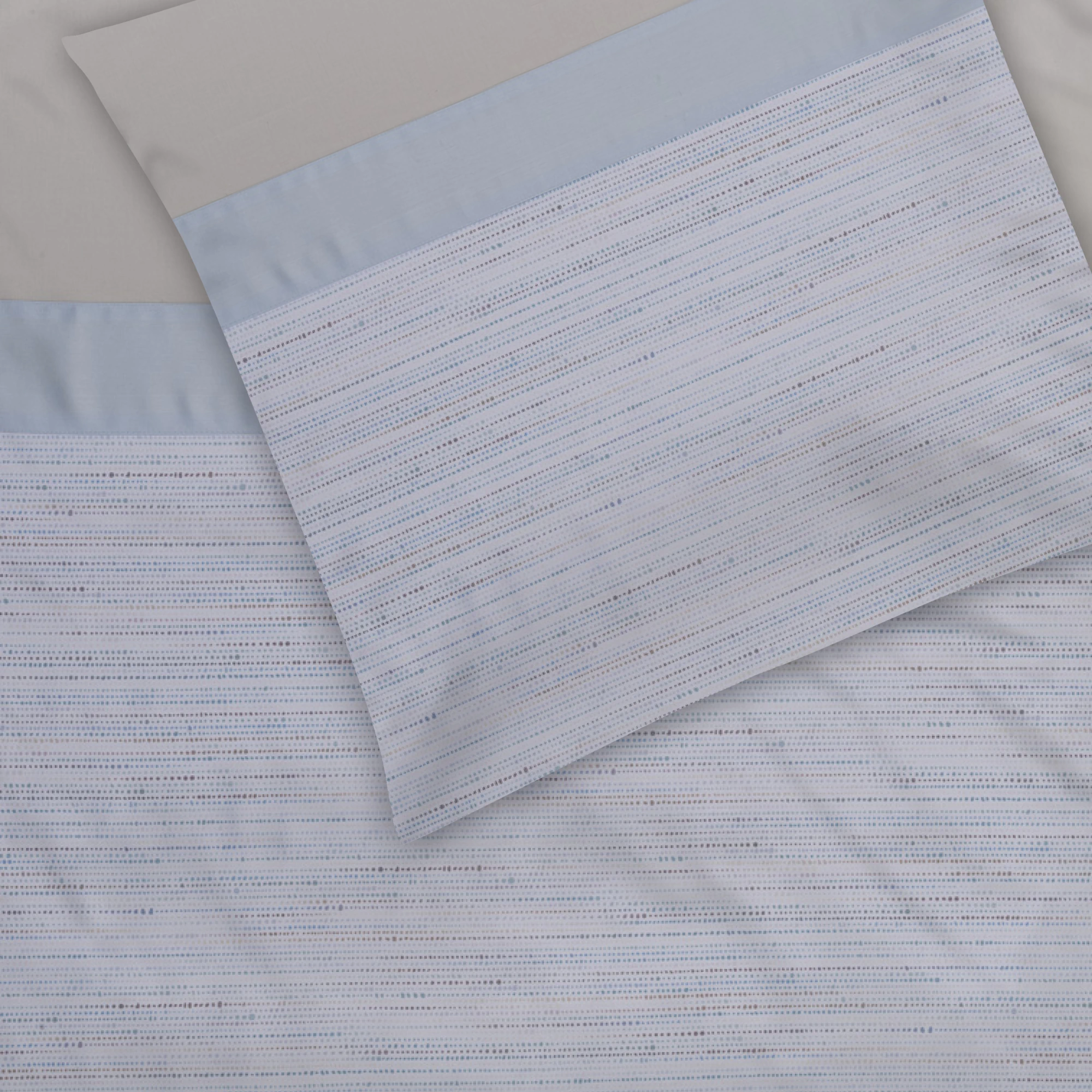 Graser Bettwäsche POMPIDOU Satin Weiß-Mondstein-Bleu