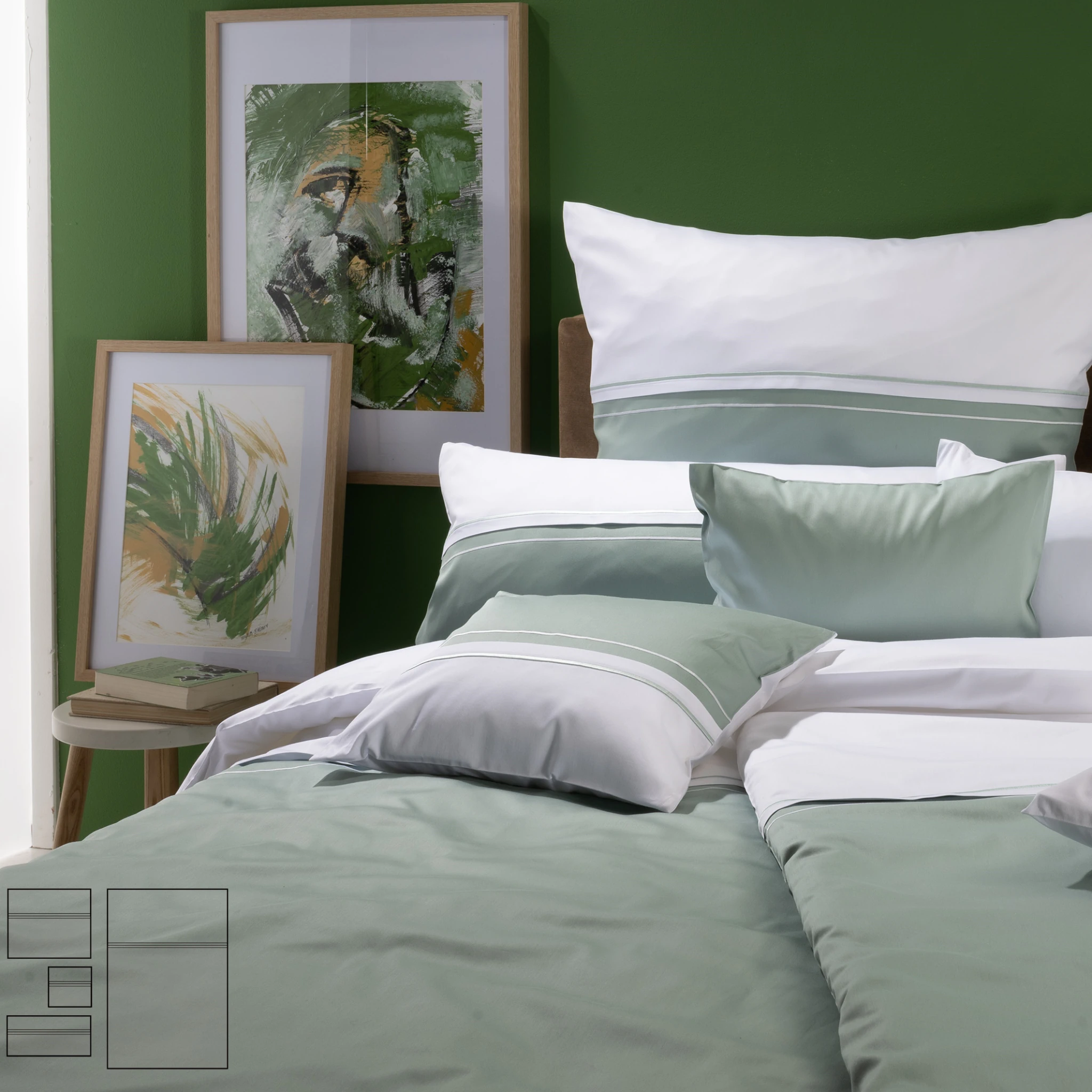 Graser Bettwäsche AURORA Satin Salbei-Weiß