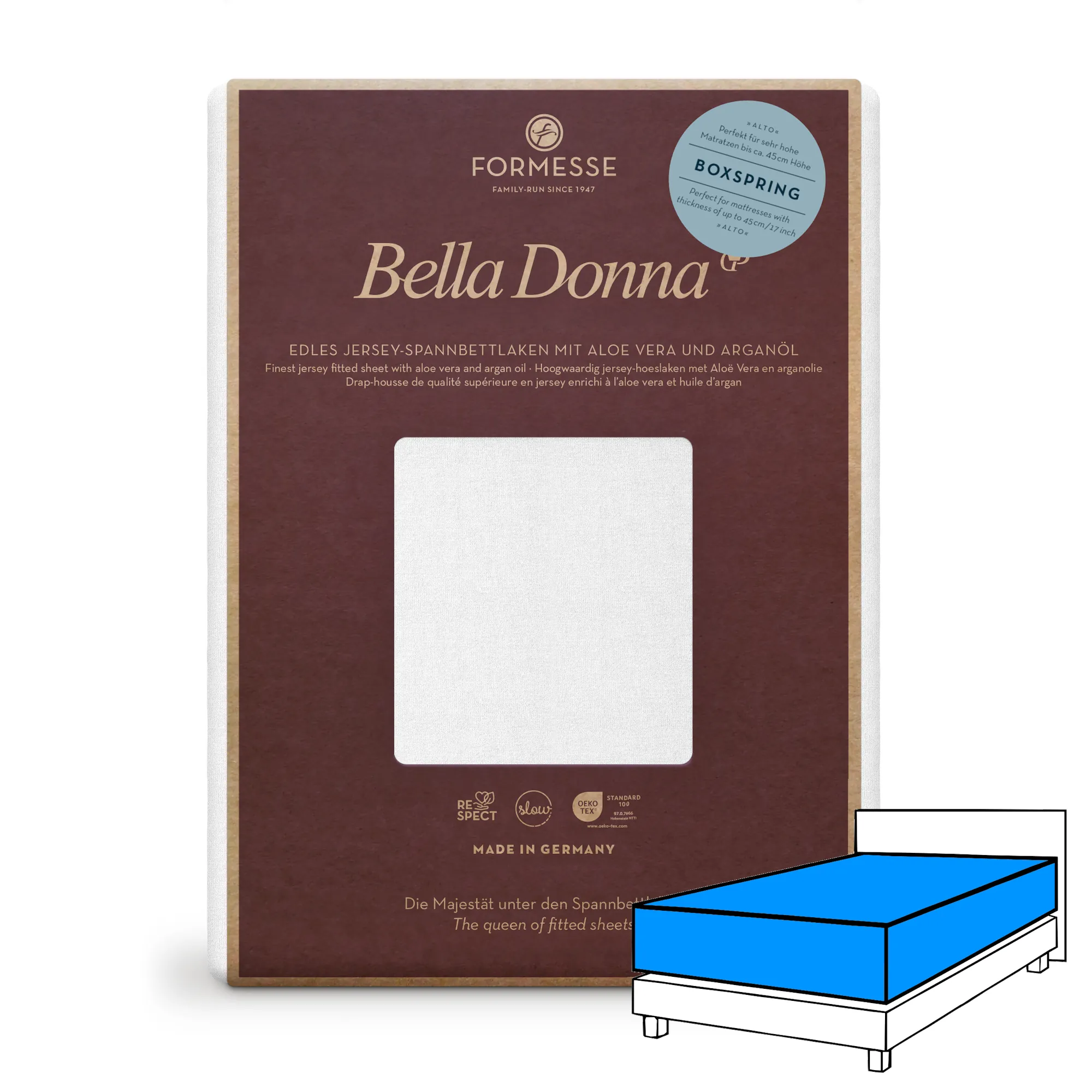 Bella Donna ALTO Boxspringbett Spannbettlaken Jersey Weiß