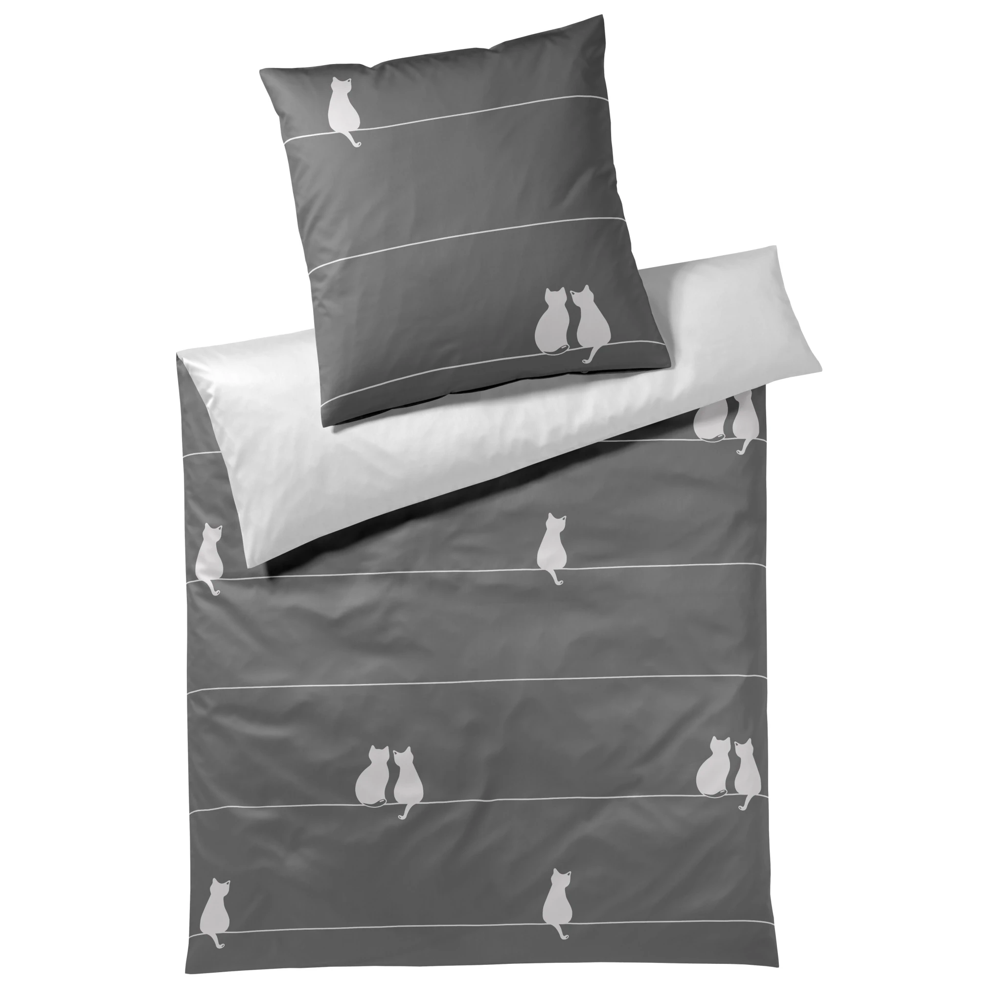 elegante Bettwäsche YOU AND ME Satin Anthrazit