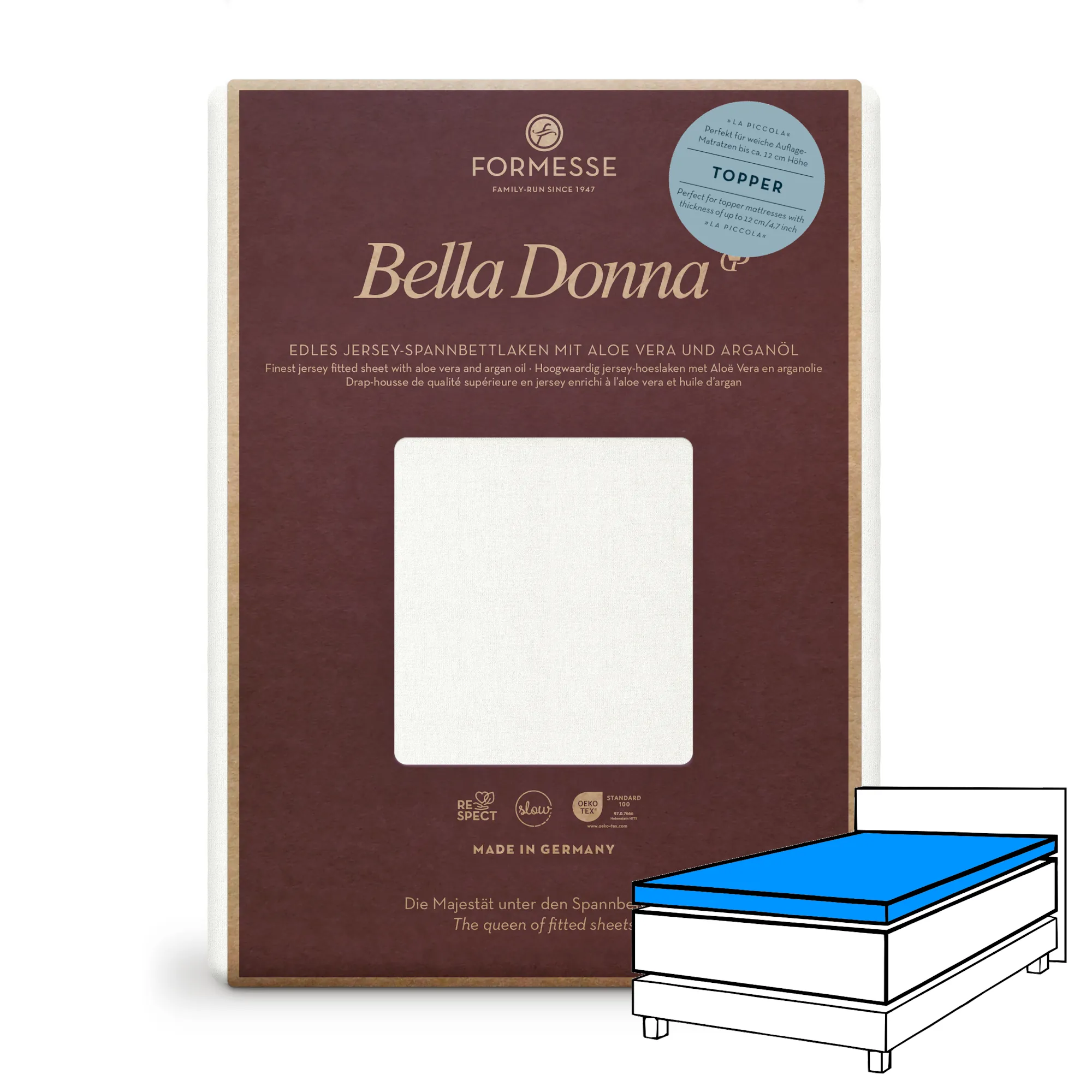 Bella Donna LA PICCOLA Topper Spannbettlaken Jersey Wollweiß