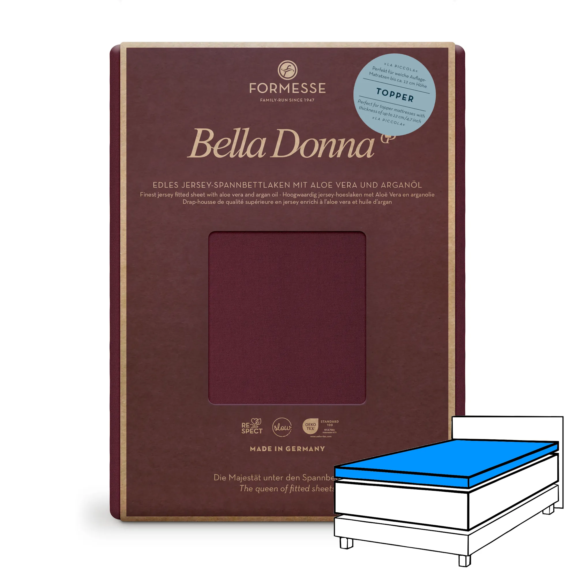 Bella Donna LA PICCOLA Topper Spannbettlaken Jersey Cabernet