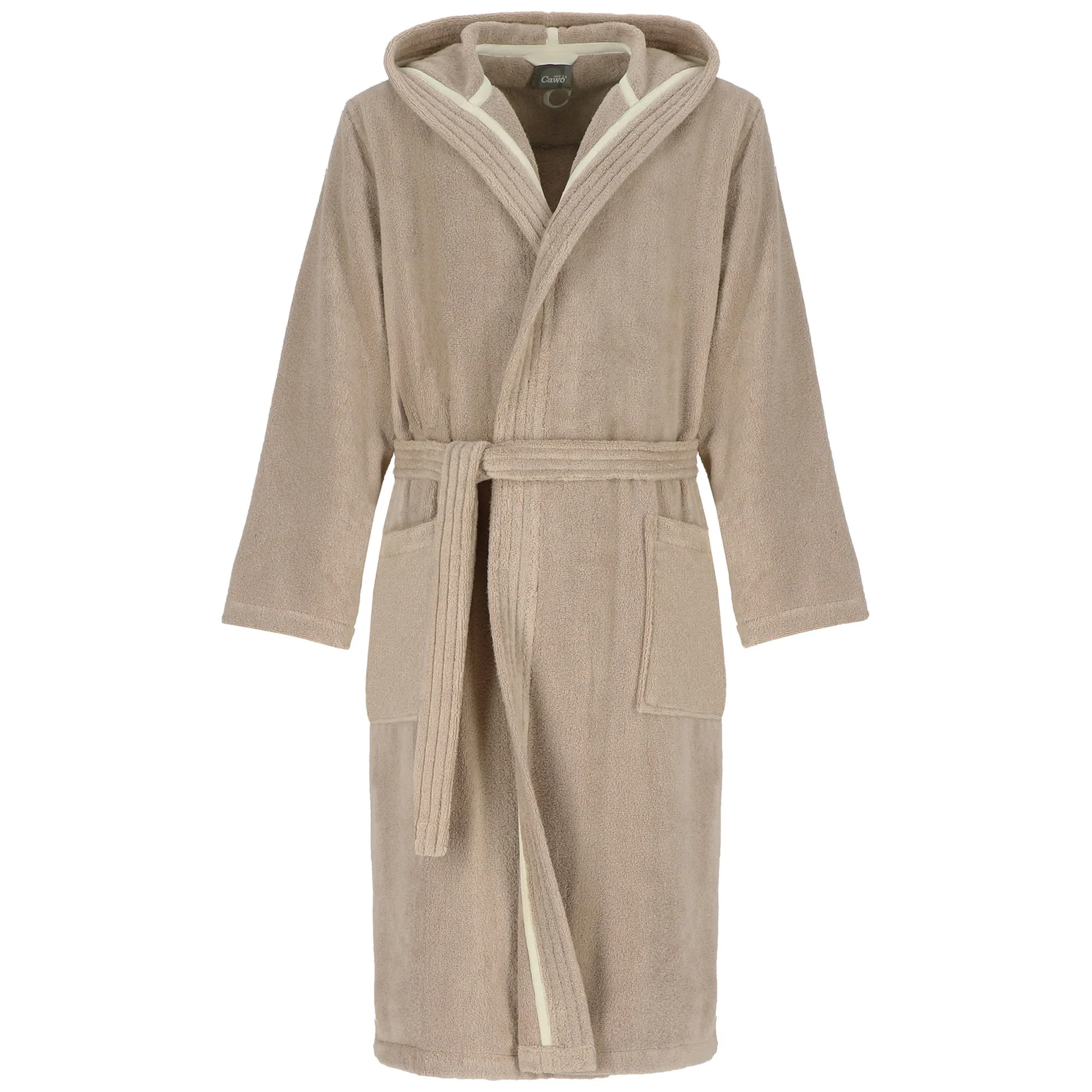 Cawö Bademantel Herren Kapuze THE LUXURY 853 Sand