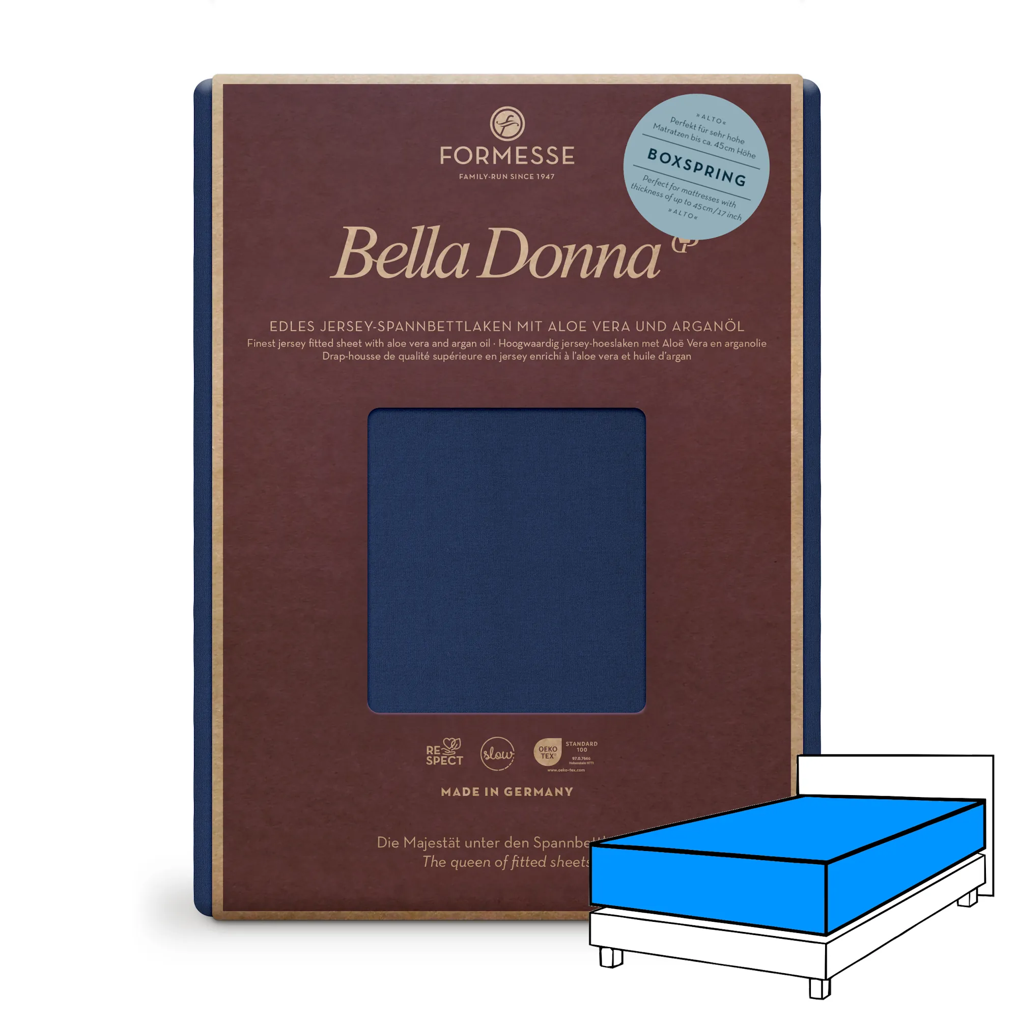 Bella Donna ALTO Boxspringbett Spannbettlaken Jersey Marine