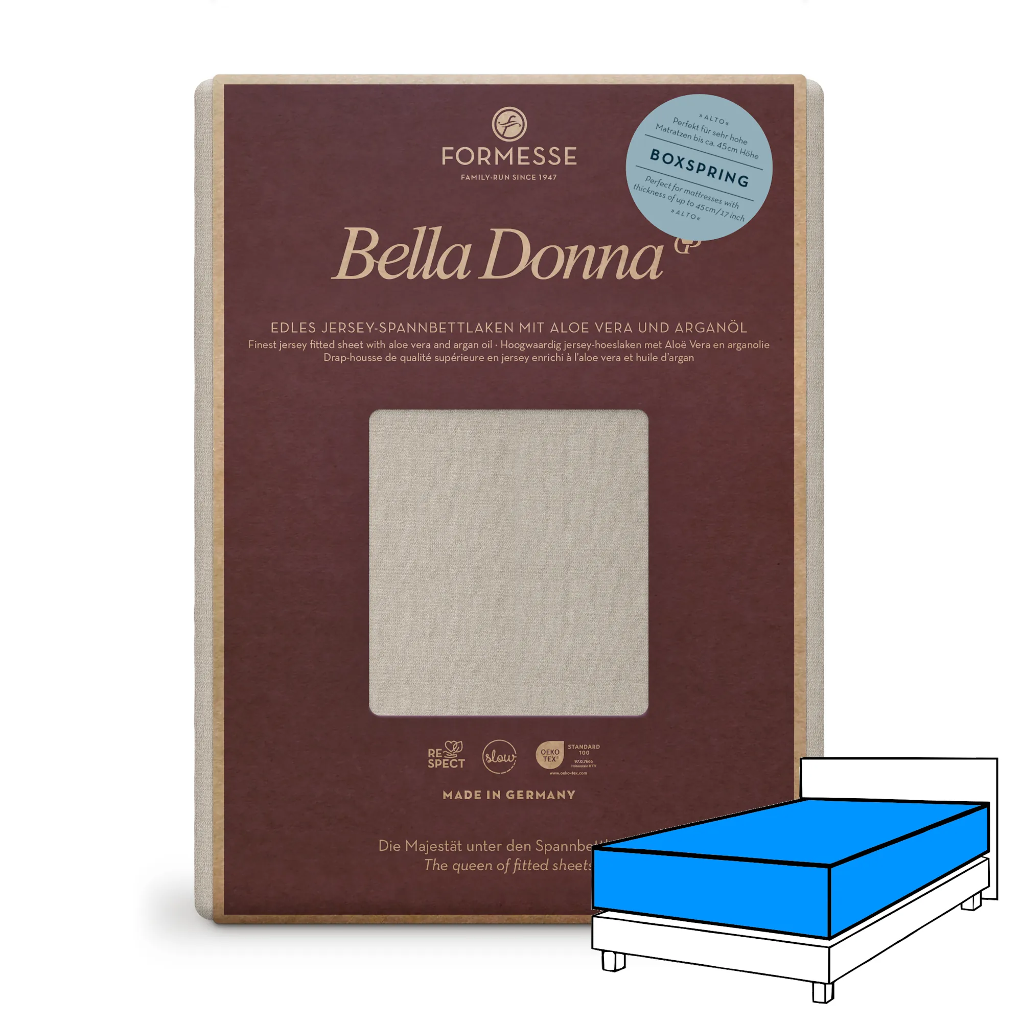 Bella Donna ALTO Boxspringbett Spannbettlaken Jersey Perlgrau