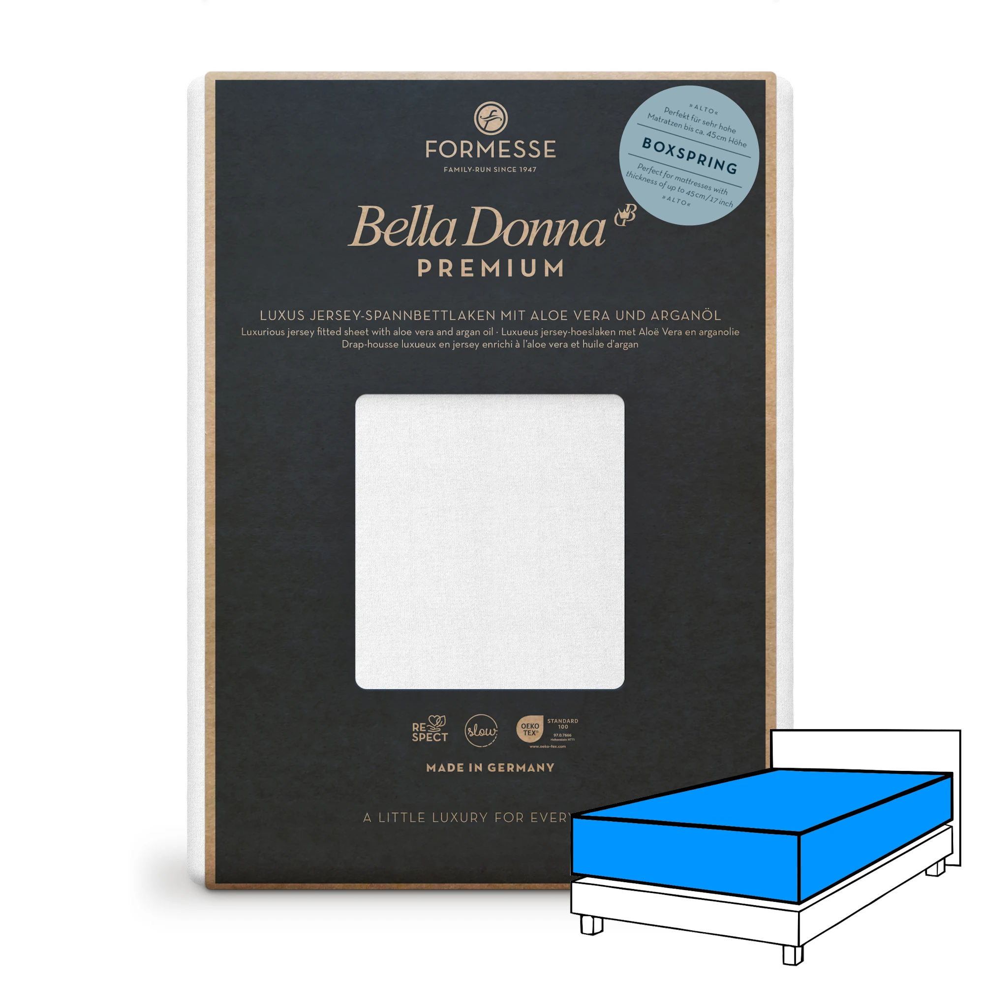 Bella Donna PREMIUM ALTO Spannbettlaken Jersey Weiß Produktbild Bella Donna PREMIUM ALTO Spannbettlaken Jersey Weiß