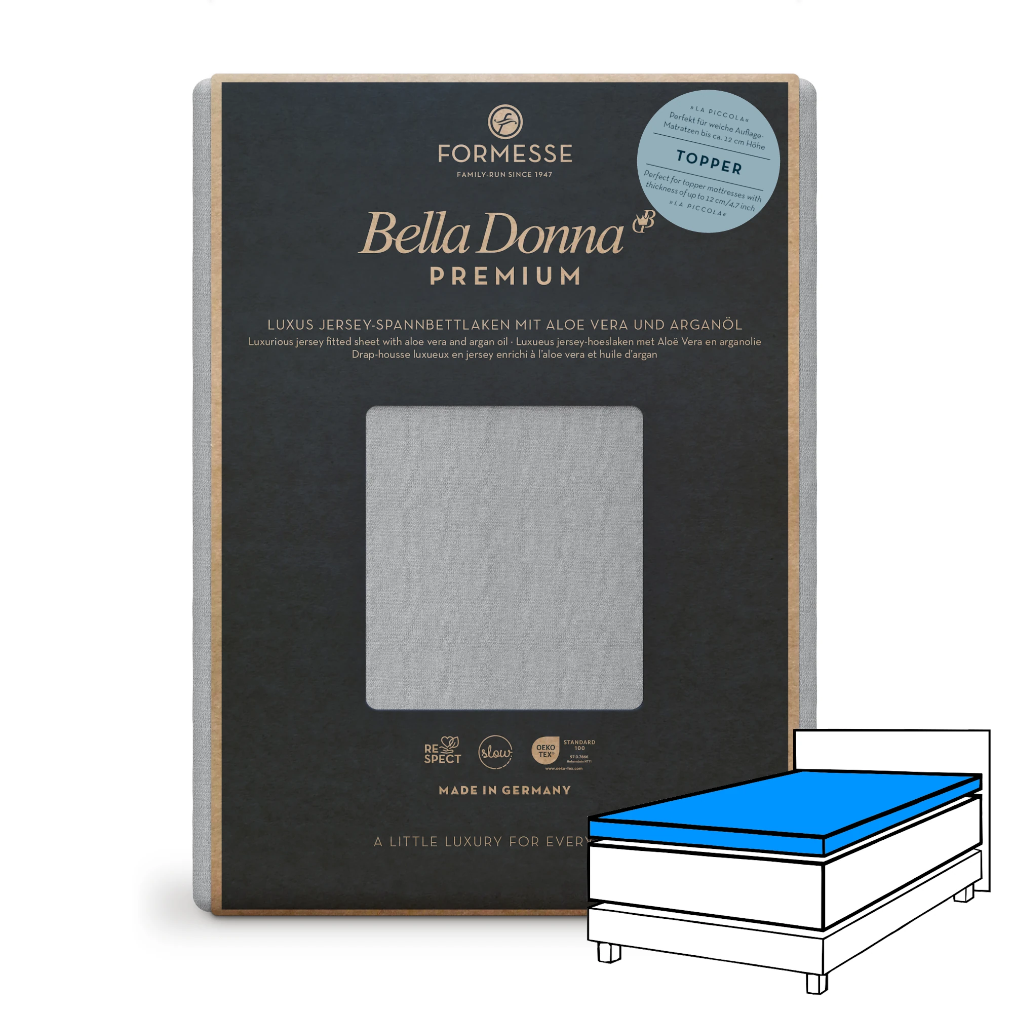 Bella Donna PREMIUM LA PICCOLA Spannbettlaken Jersey Grau