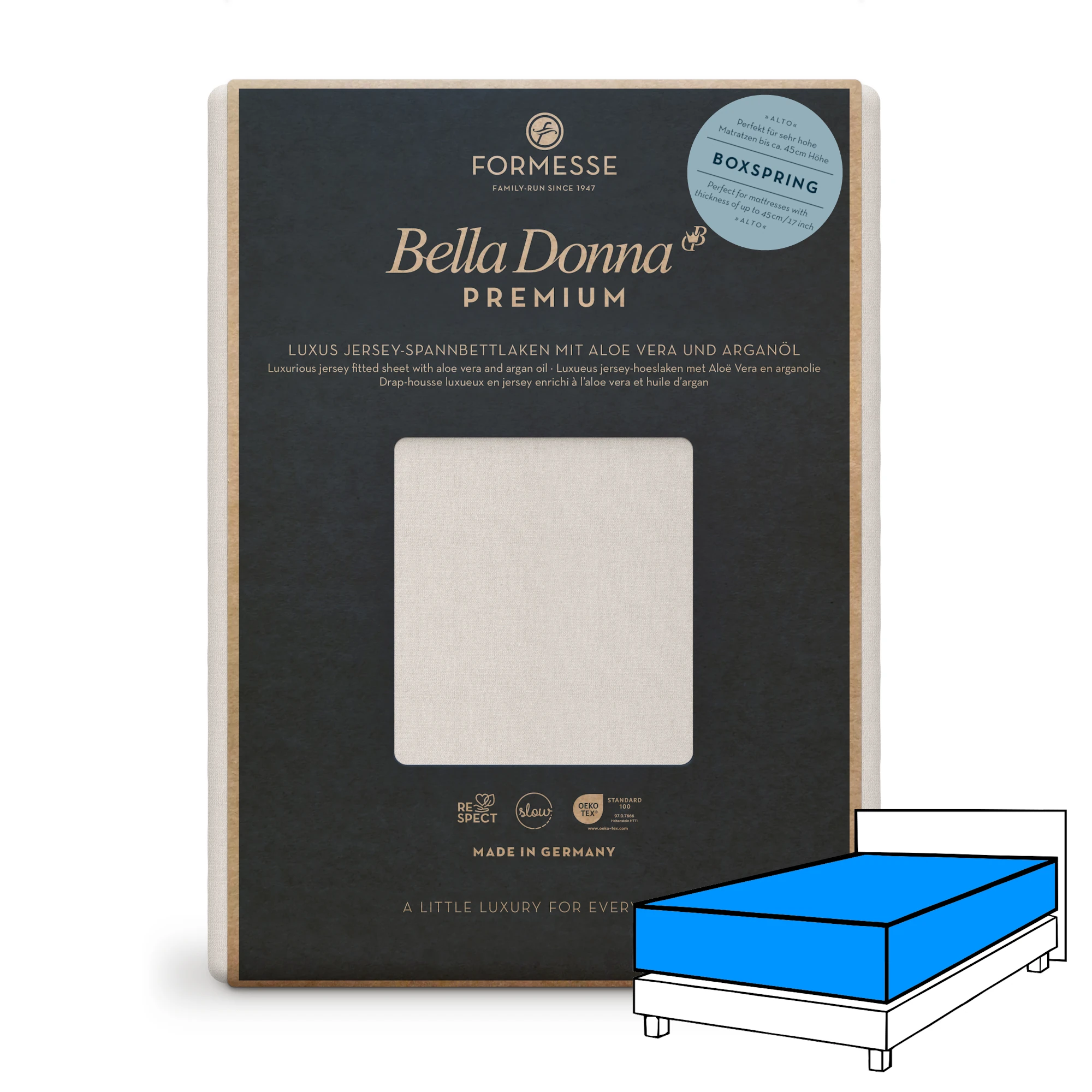 Bella Donna PREMIUM ALTO Spannbettlaken Jersey Silber